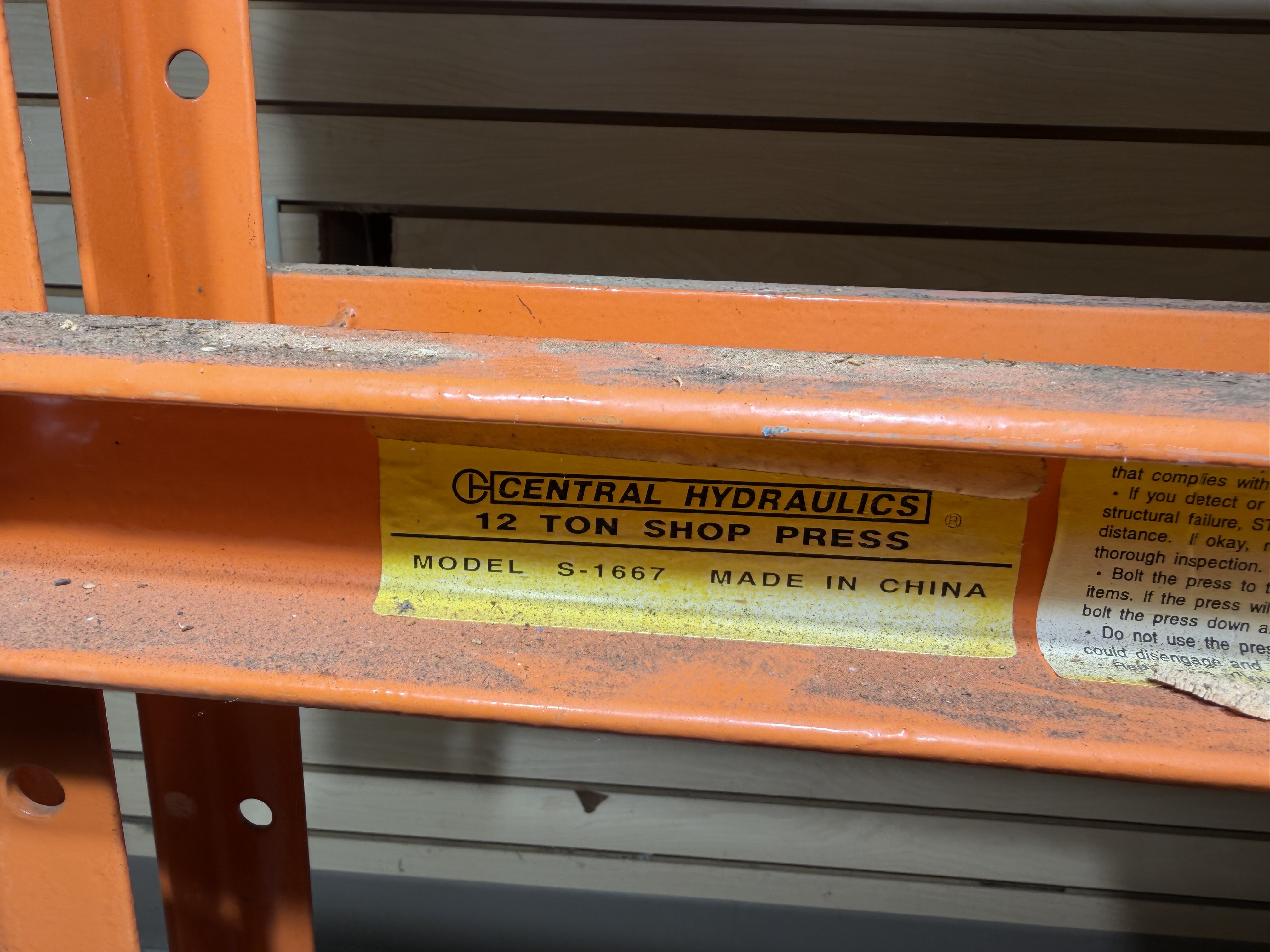 Central Hydraulics 12-Ton Shop Press Model S-1667
