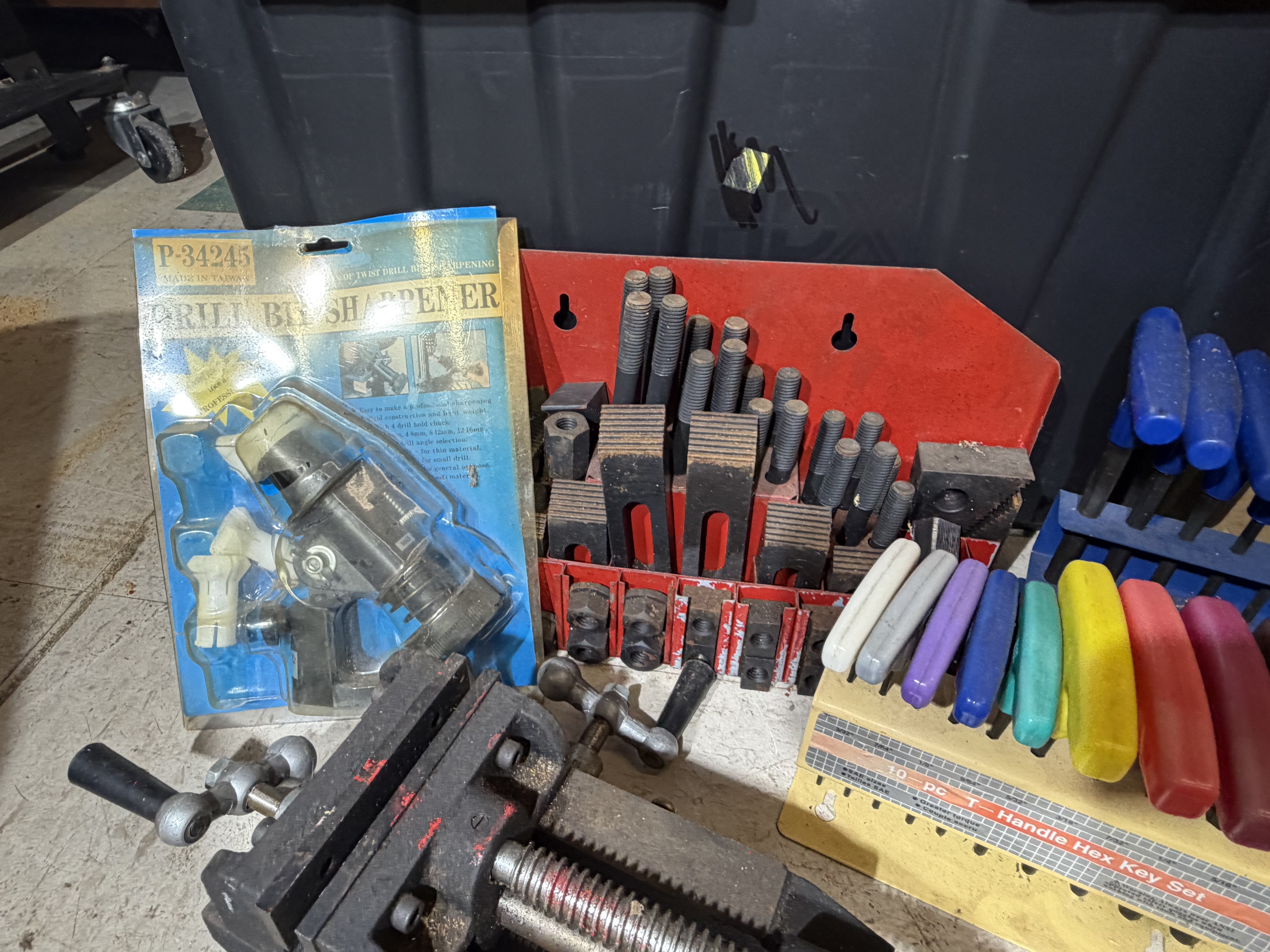 An Assortment of Mill and Lathe Tooling Equipment including a Pittsburgh Cross-Slide Vise and Clamping Kit