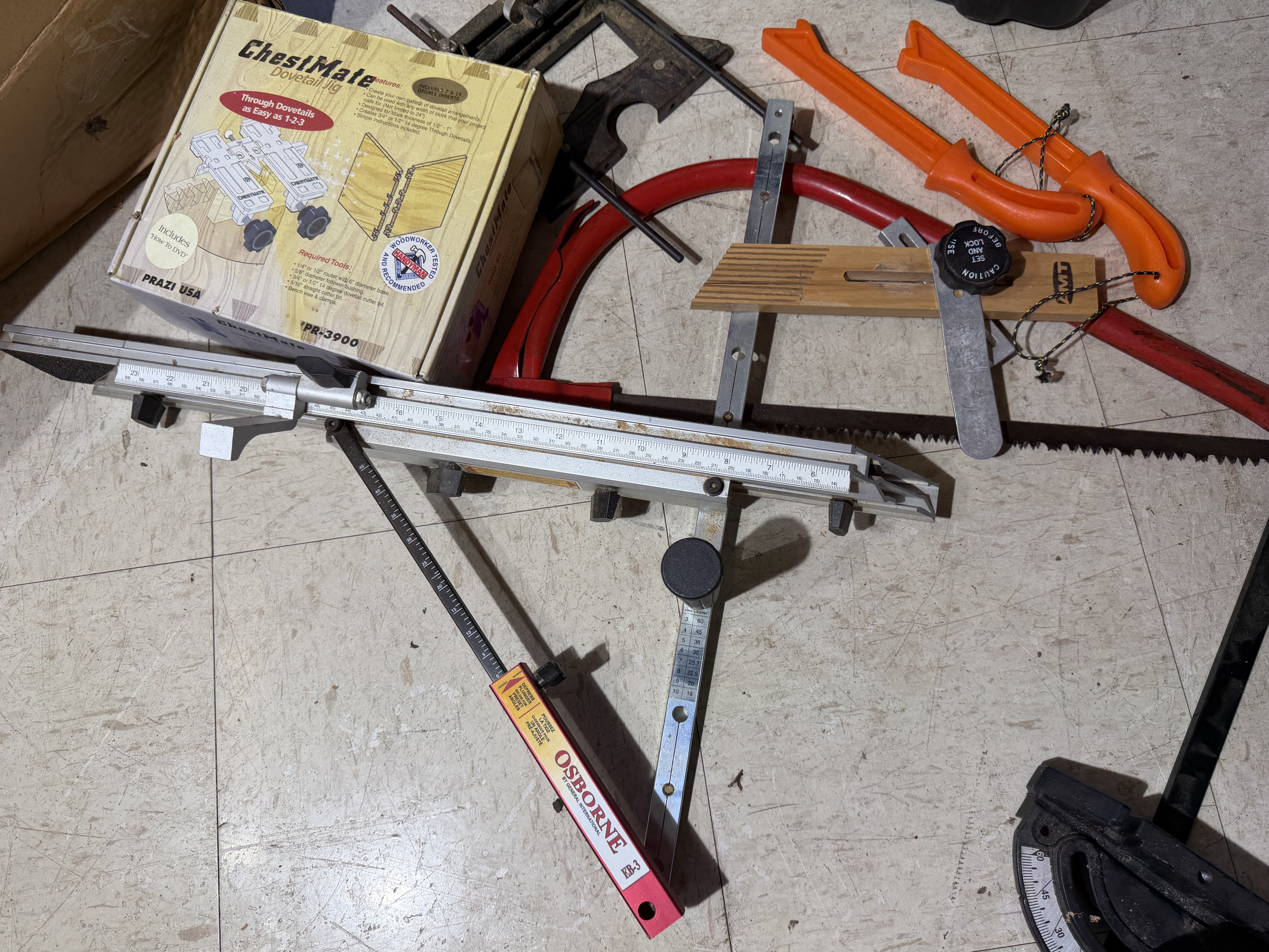 An Assortment of Precision Woodworking Tools and Jigs Including Prazi, Osborne, and Chicago Electric