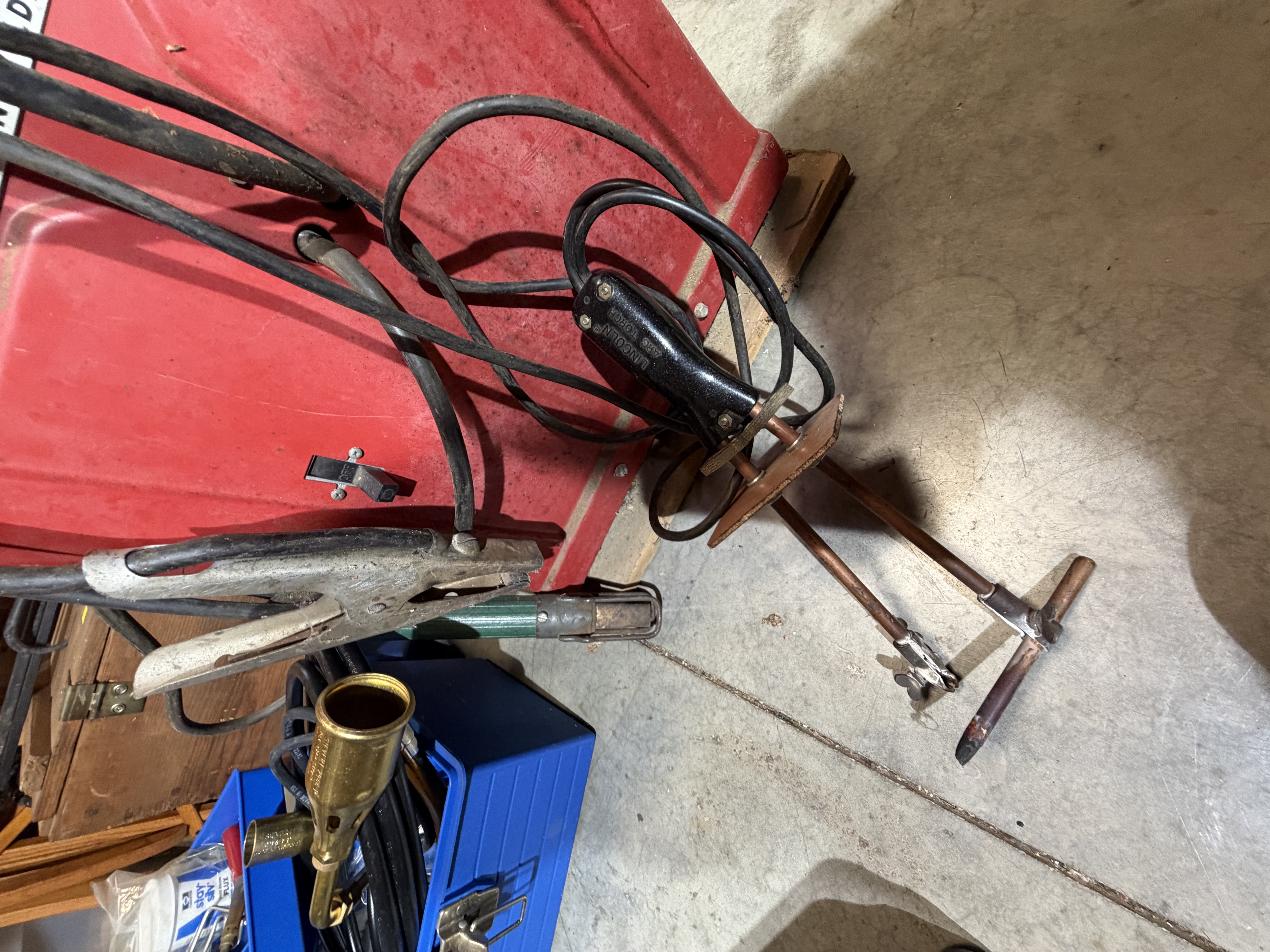 A Group of Industrial Welding and Soldering Equipment Featuring a Lincoln Electric AC-225-S Arc Welder