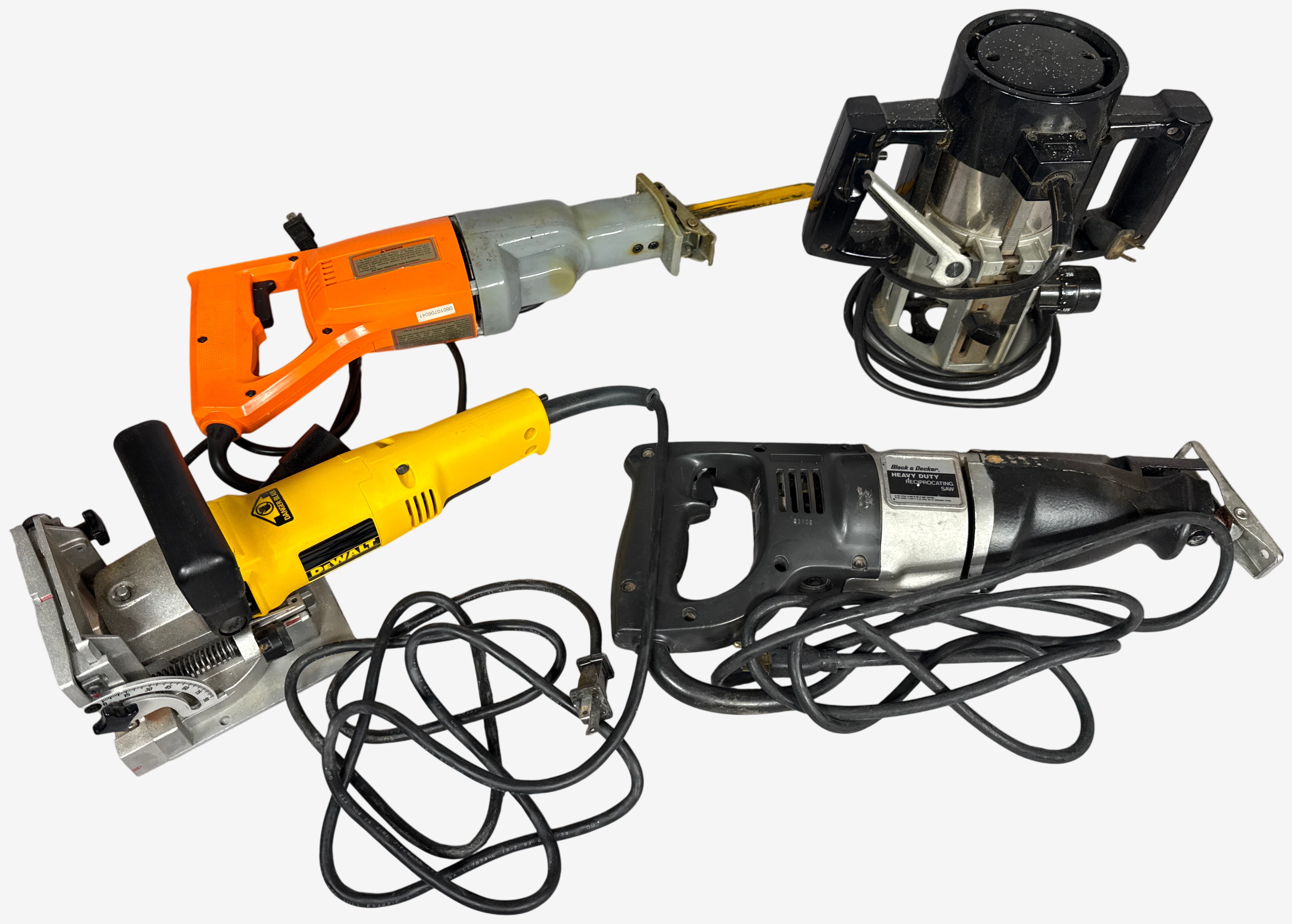 A Collection of Corded Woodworking and Demolition Power Tools