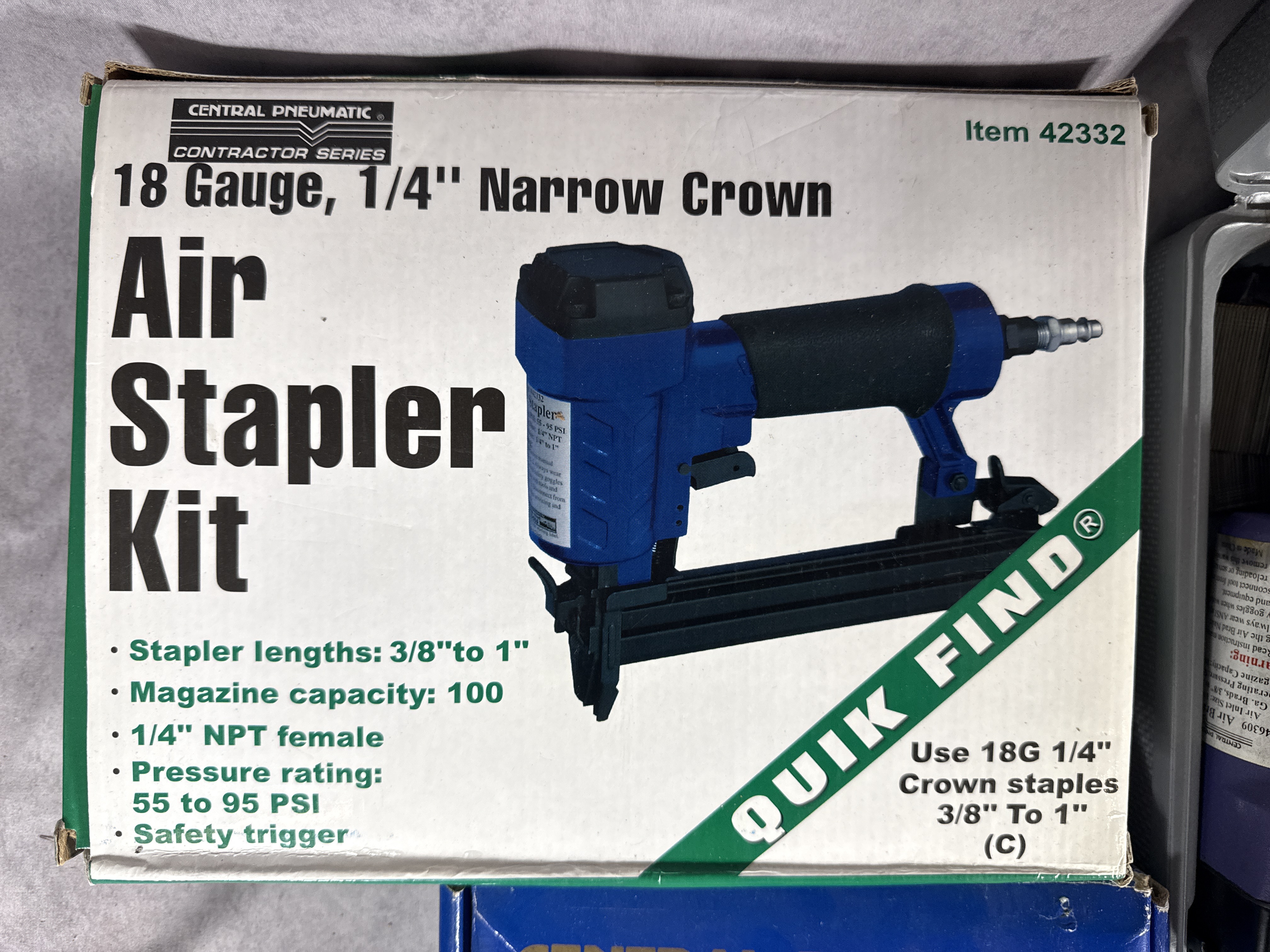An Assortment of Pneumatic Power Tools and Accessories Including Central Pneumatic, Blue-Point, and Marki