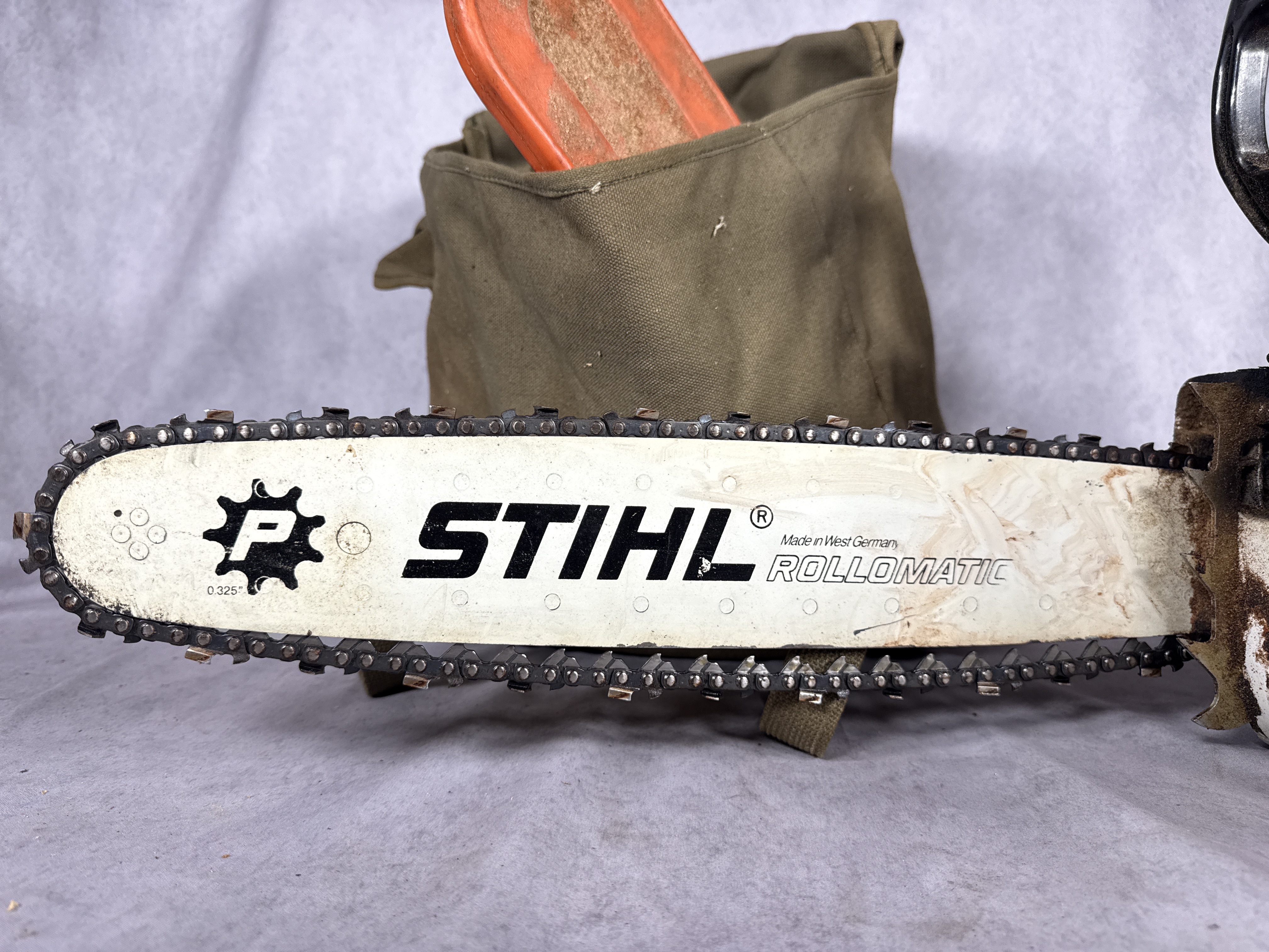 Stihl Wood Boss 028 AV Gas-Powered Chainsaw and a Group of Accessories