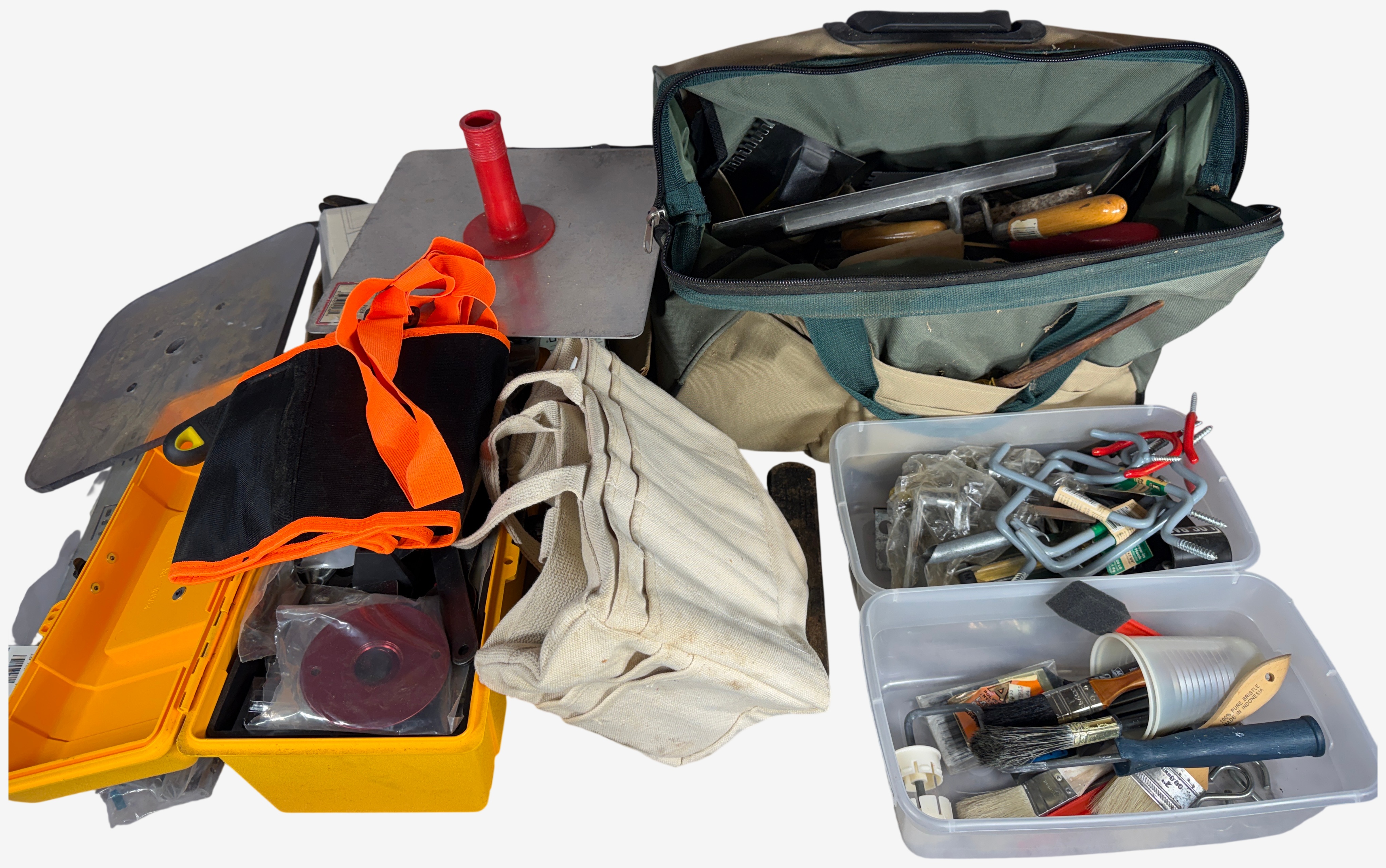 An Assortment of Masonry Woodworking and General Workshop Tools and Hardware