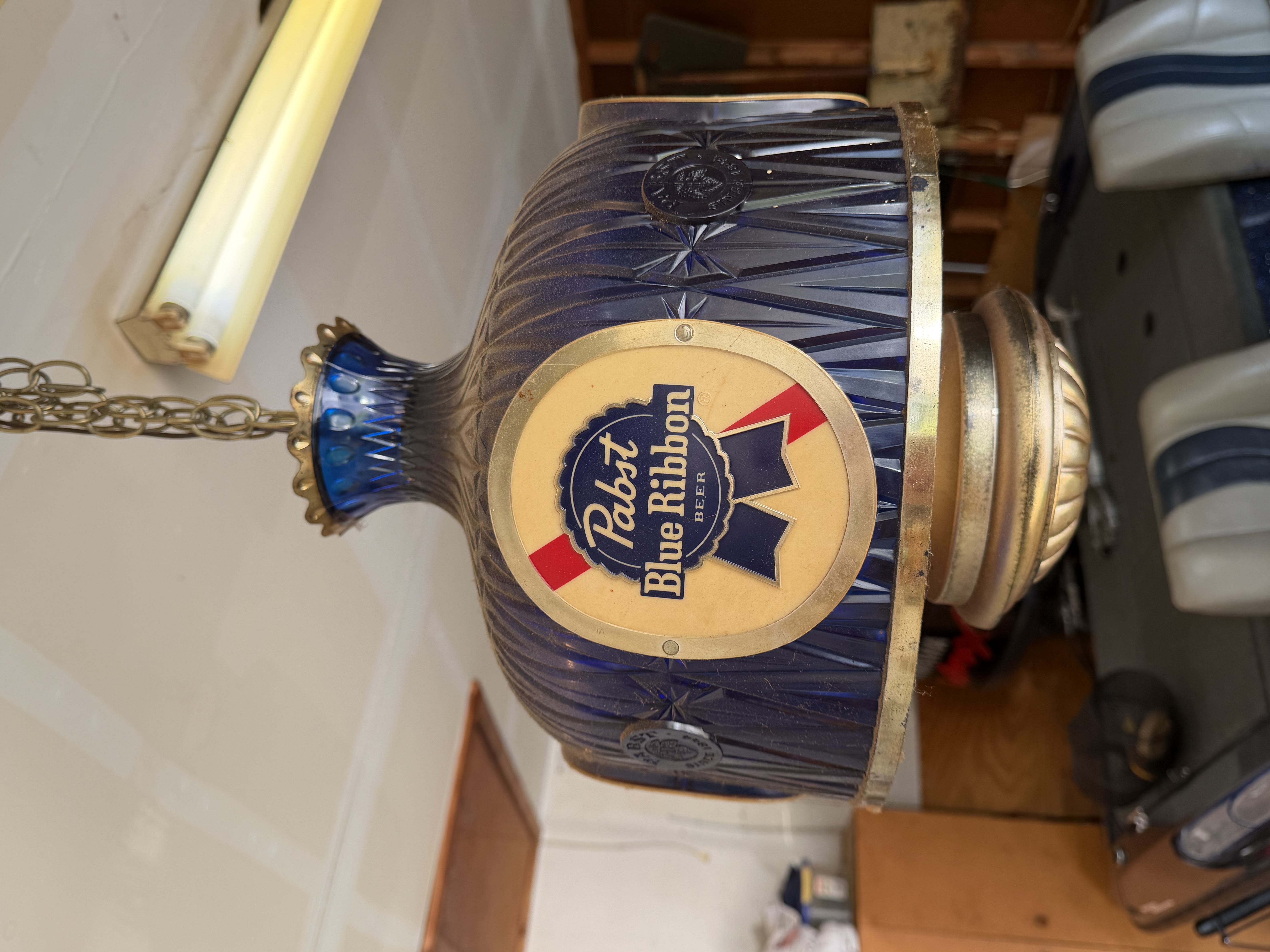 1970s Pabst Blue Ribbon Beer Hanging Swag Lamp