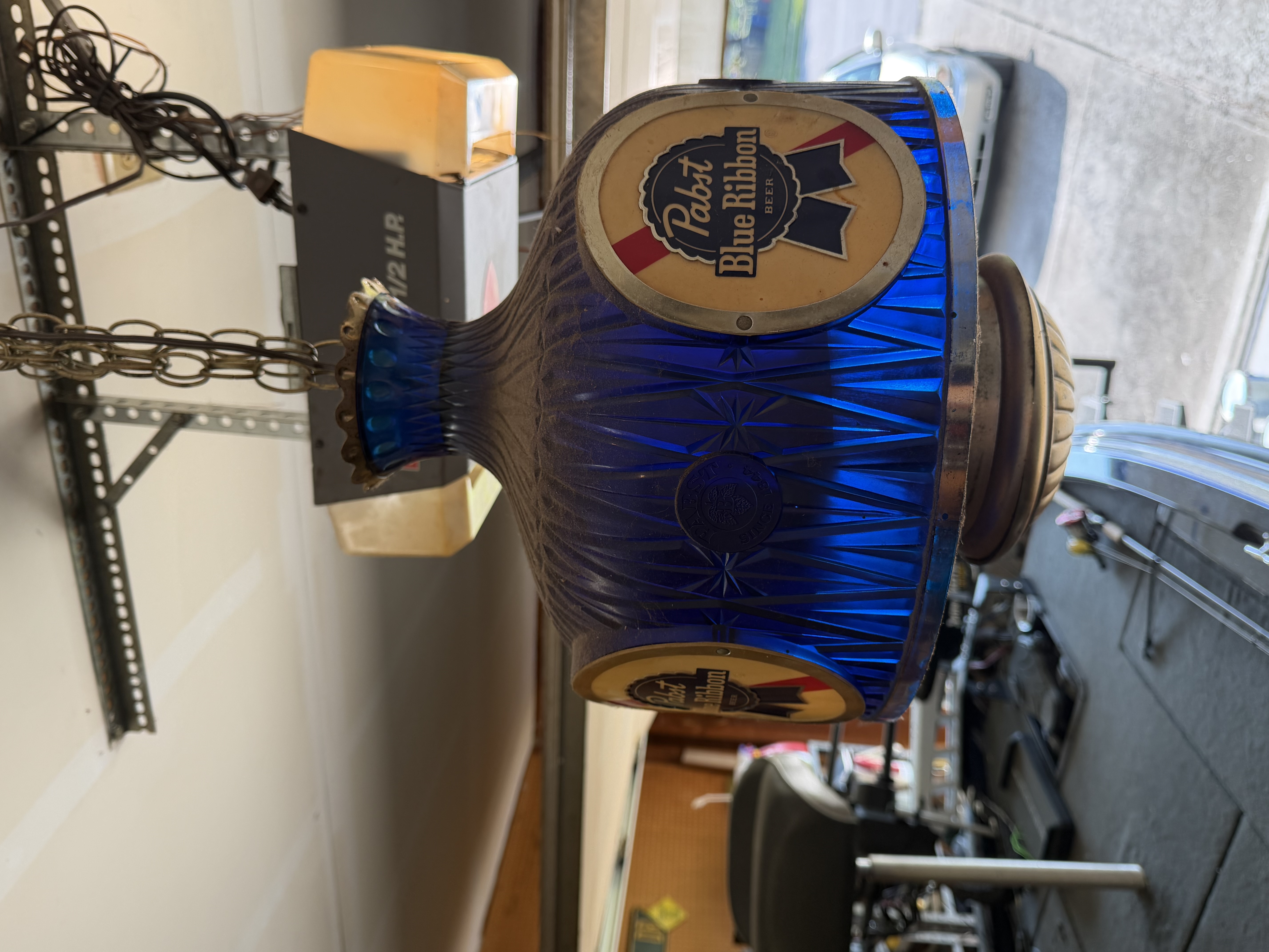 1970s Pabst Blue Ribbon Beer Hanging Swag Lamp
