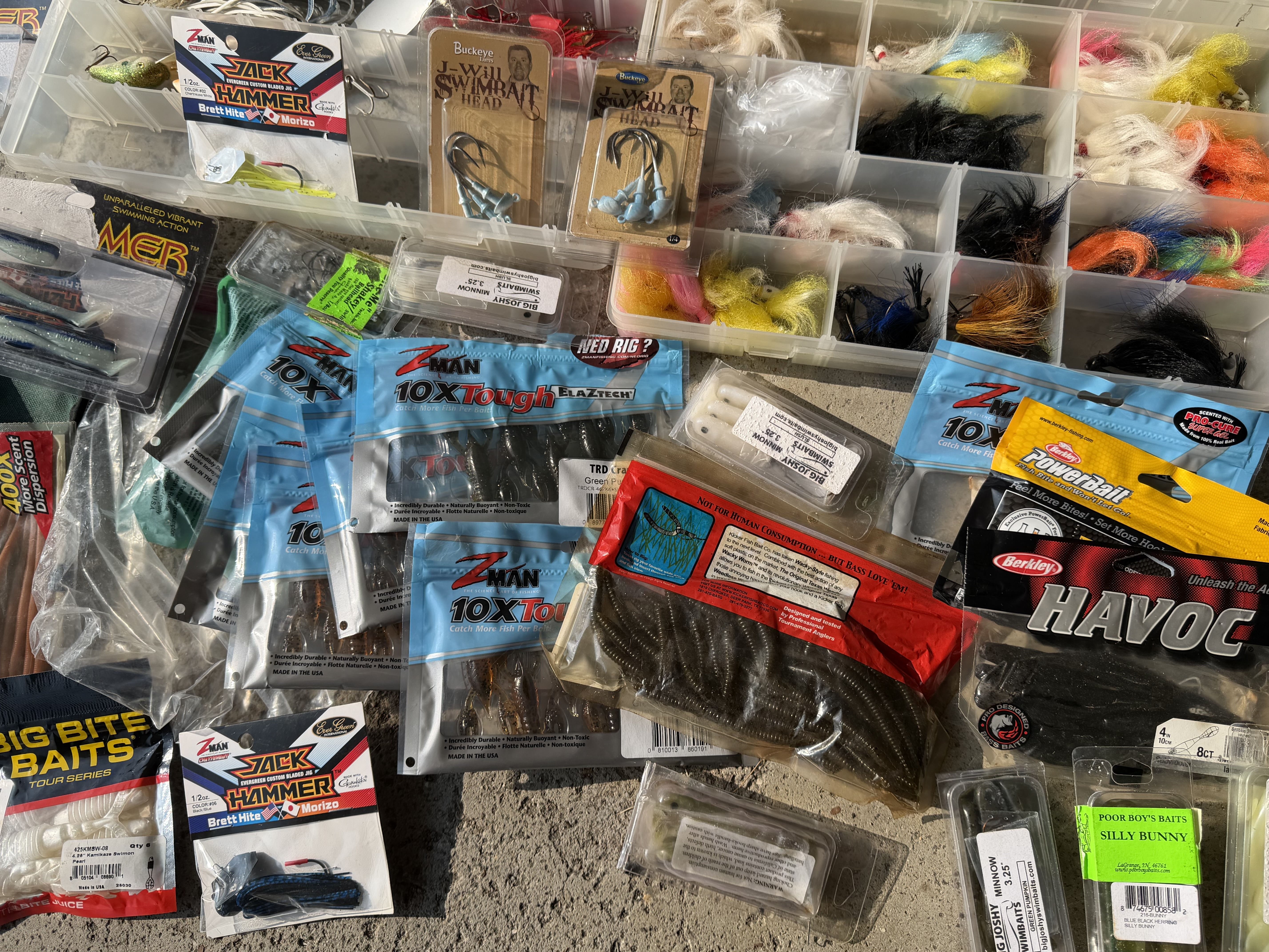 An Assortment of Freshwater Fishing Lures and Tackle Featuring Z-Man Strike King and Berkley