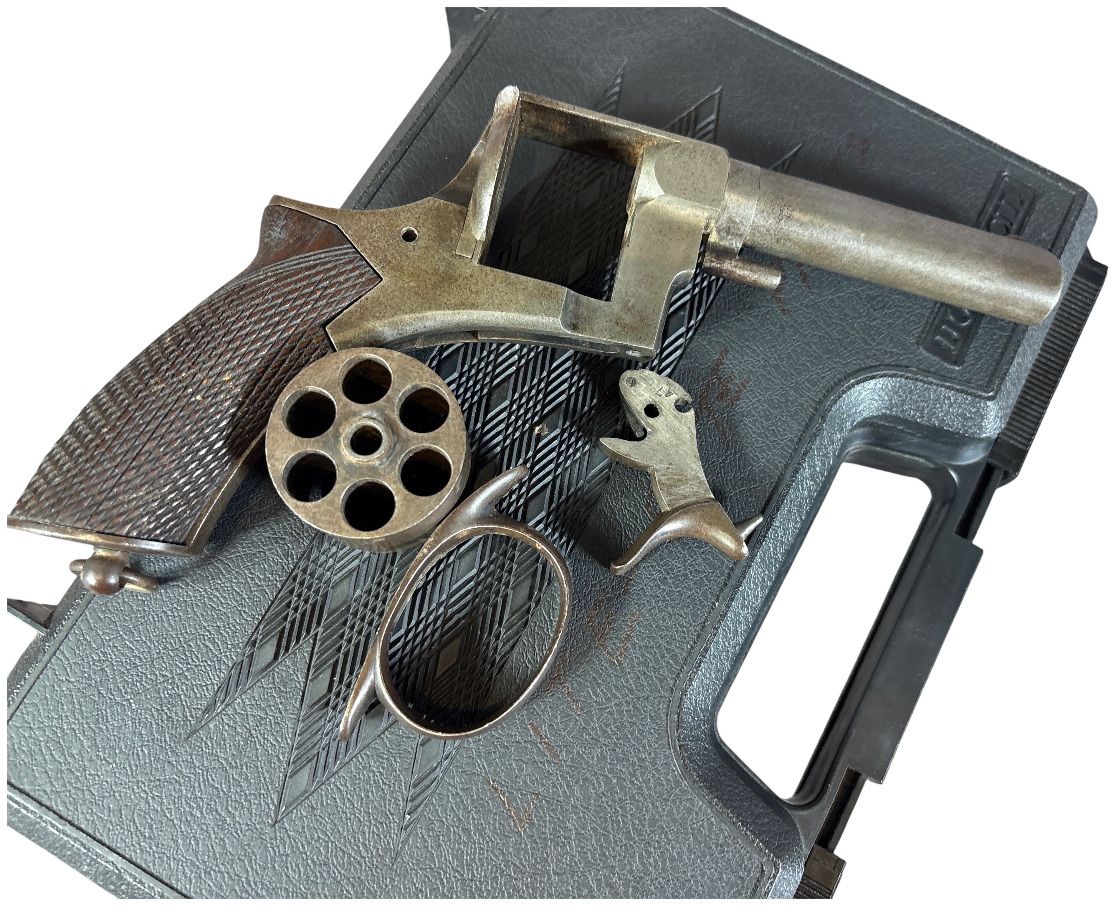 * Disassembled P. Webley and Son Top-Break Revolver Serial Number 12470