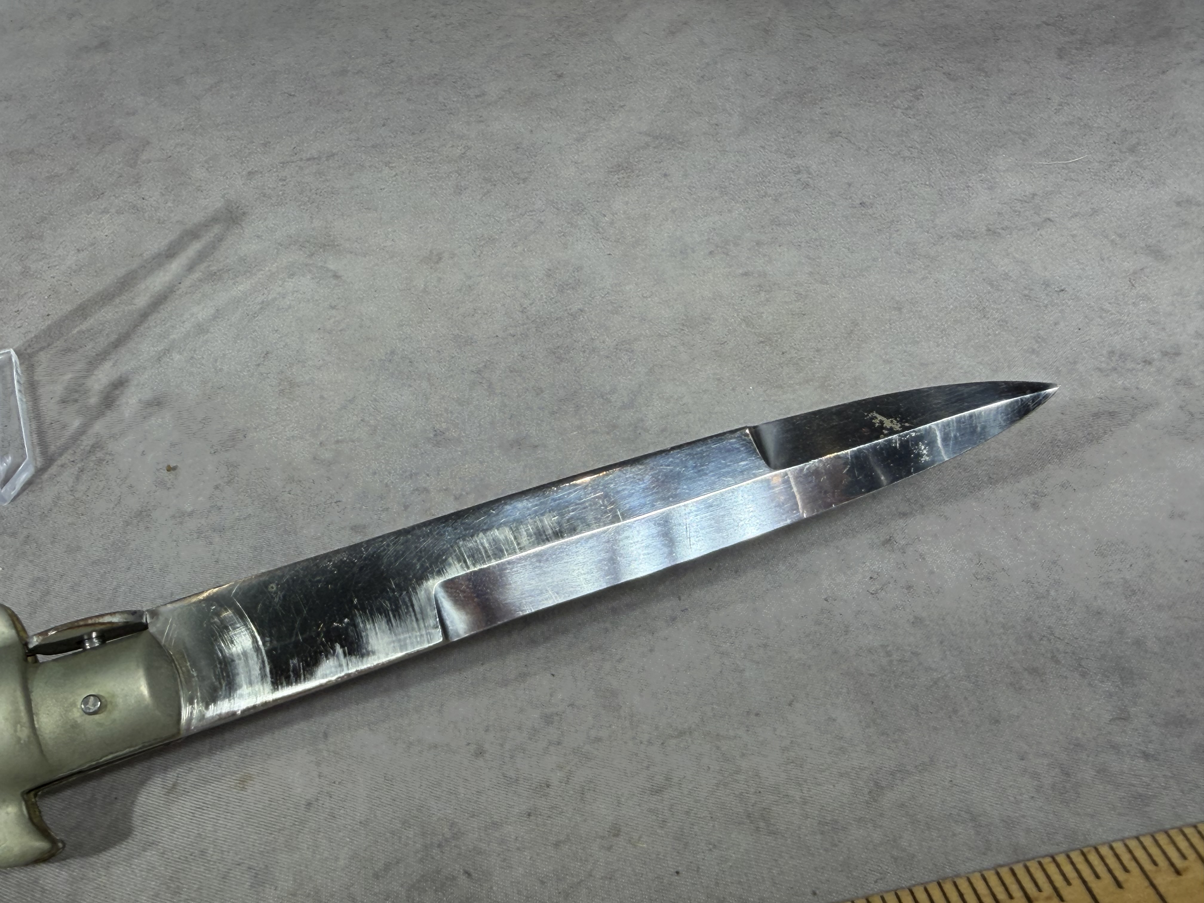 Vintage Automatic Stiletto Knife with Black Synthetic Scales