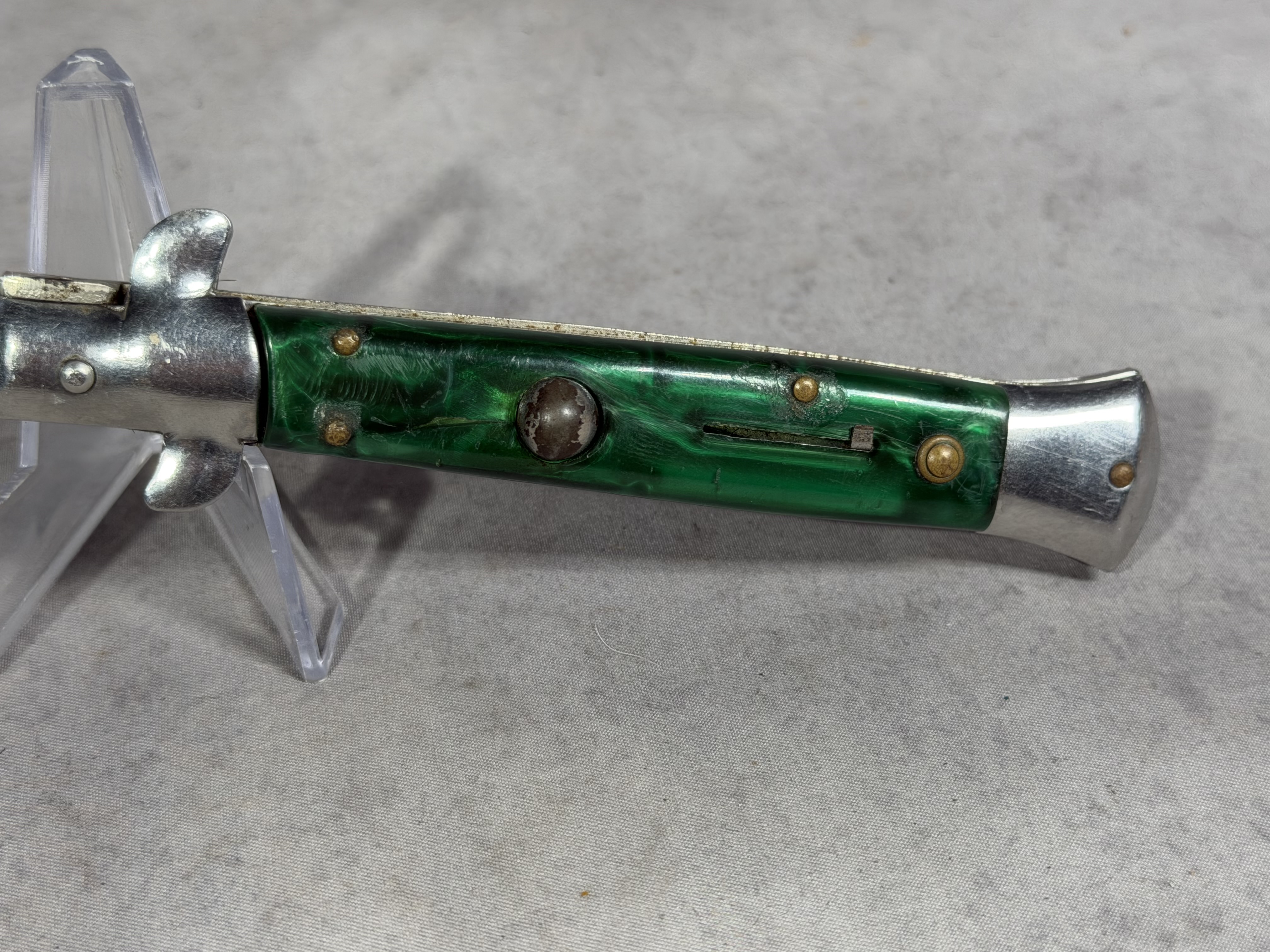E.D.C. 8.5 Inch Automatic Stiletto Knife with Green Pearloid Handle