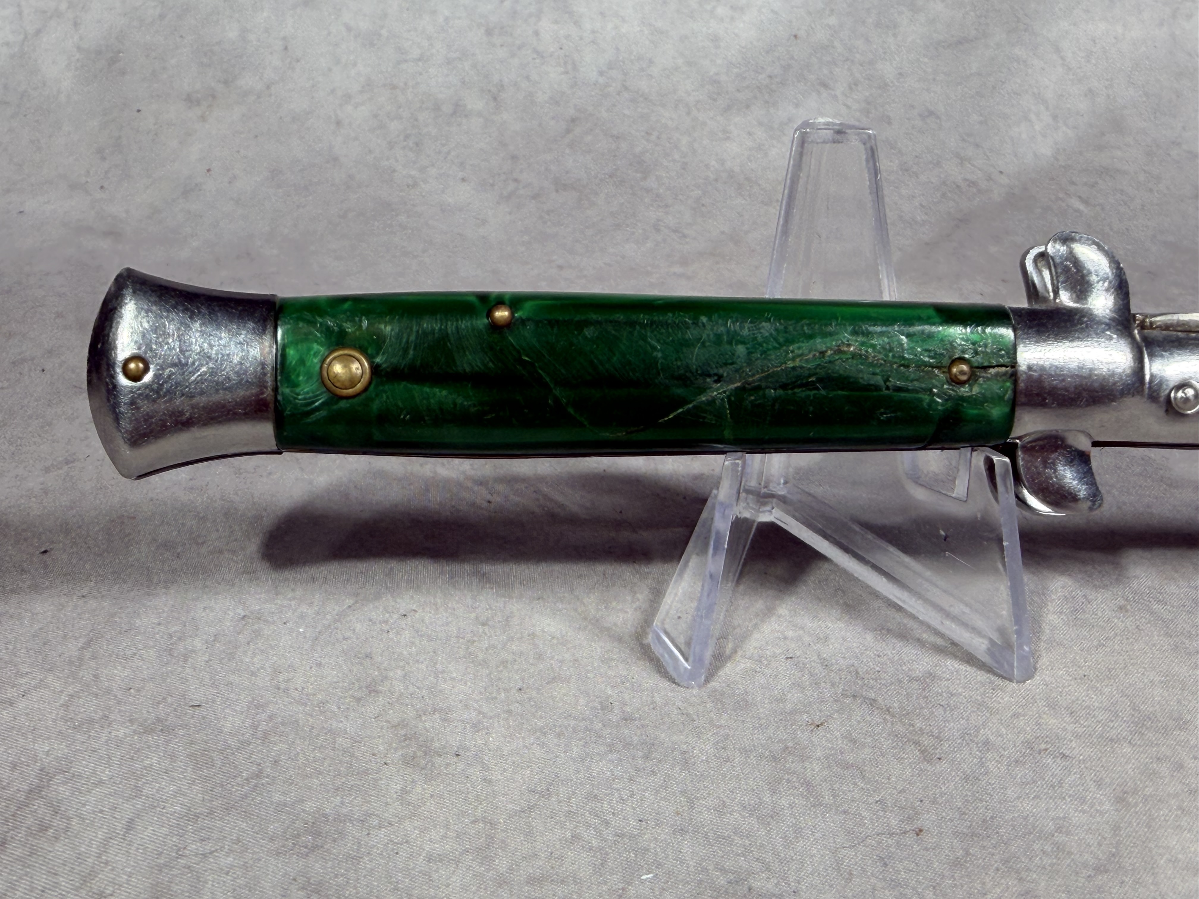 E.D.C. 8.5 Inch Automatic Stiletto Knife with Green Pearloid Handle