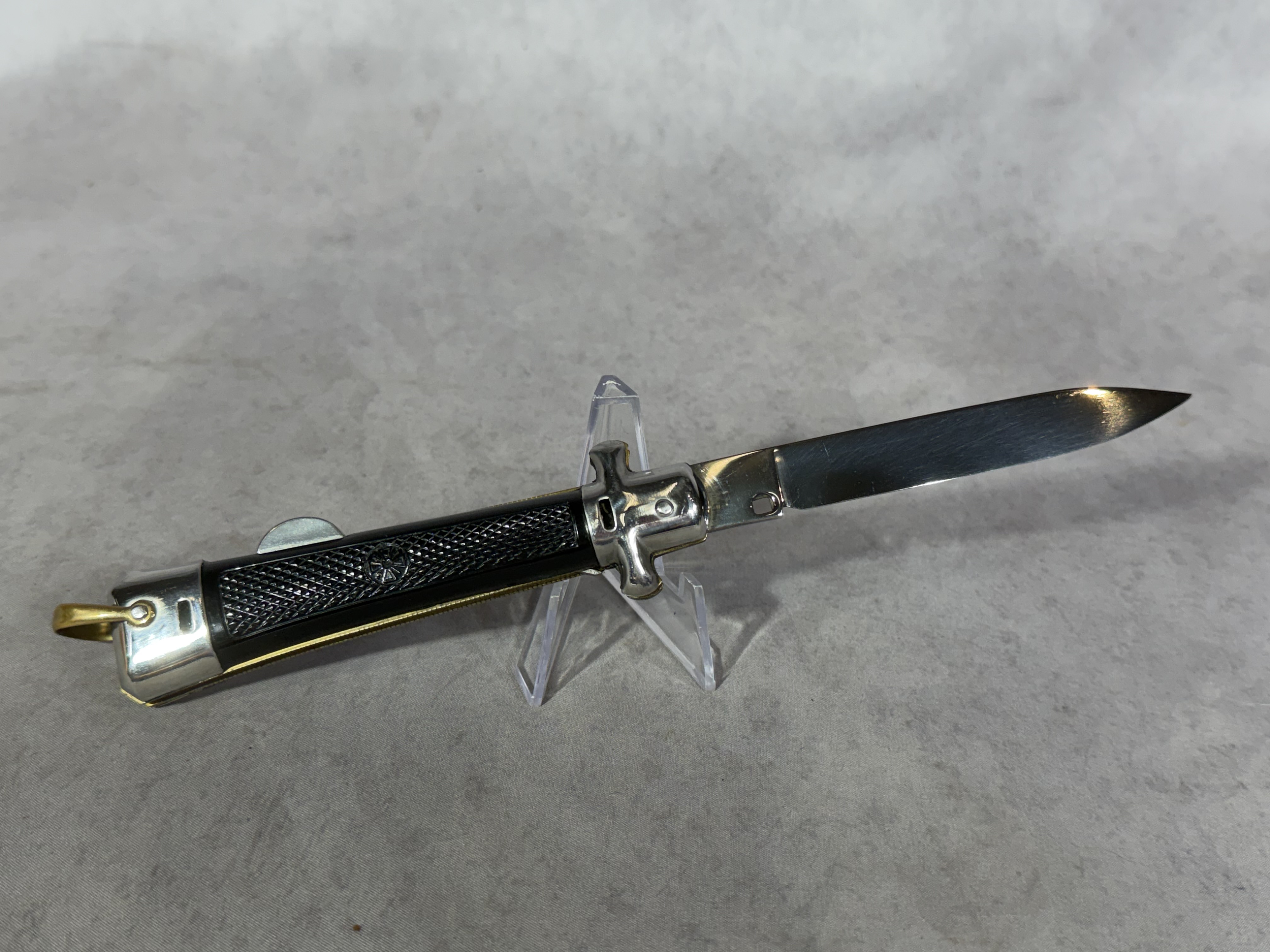 Bargeon French Automatic Stiletto Knife with Maltese Cross Medallion