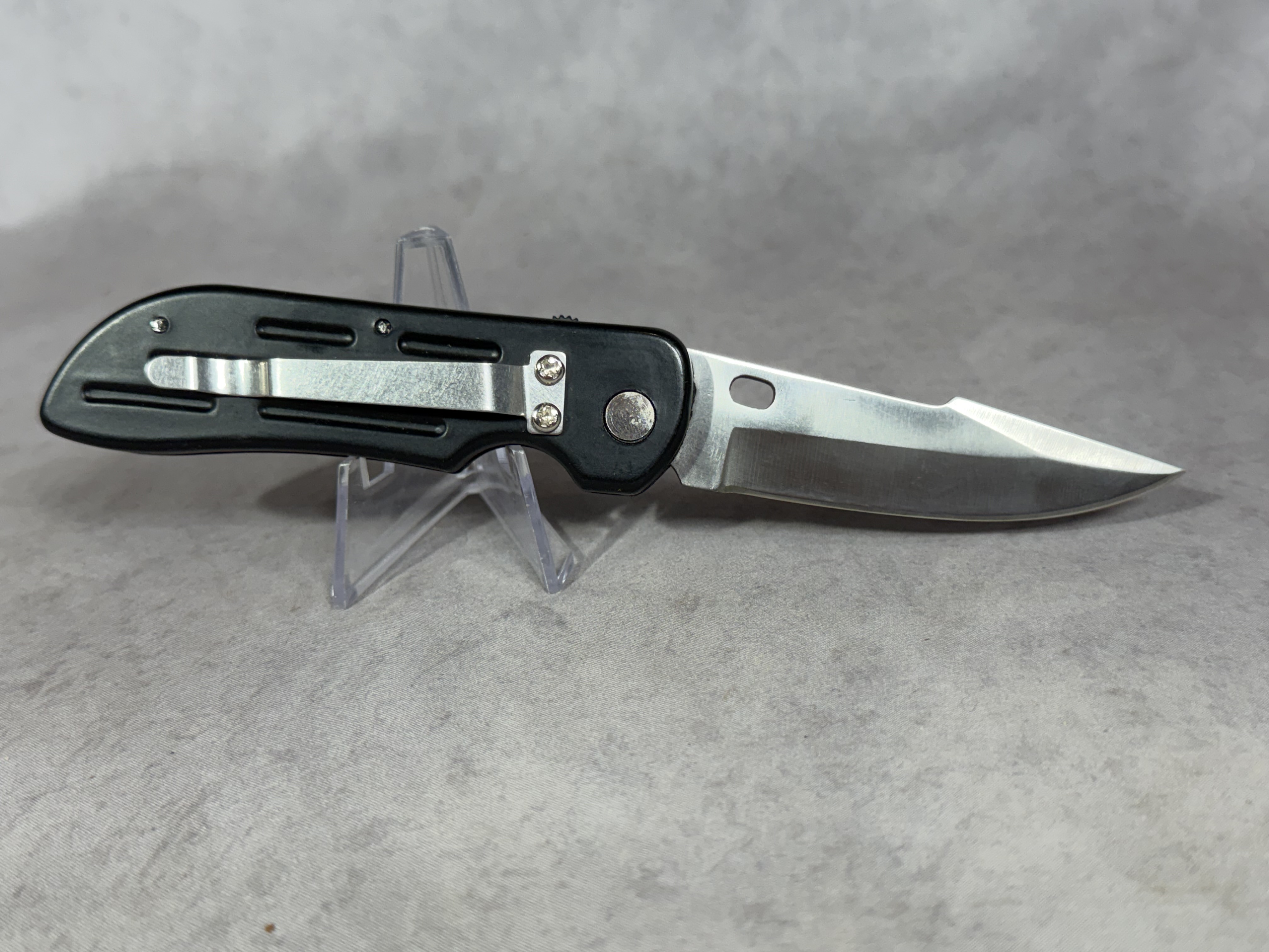 USA Marked Automatic Folding Knife with Black Aluminum Handles