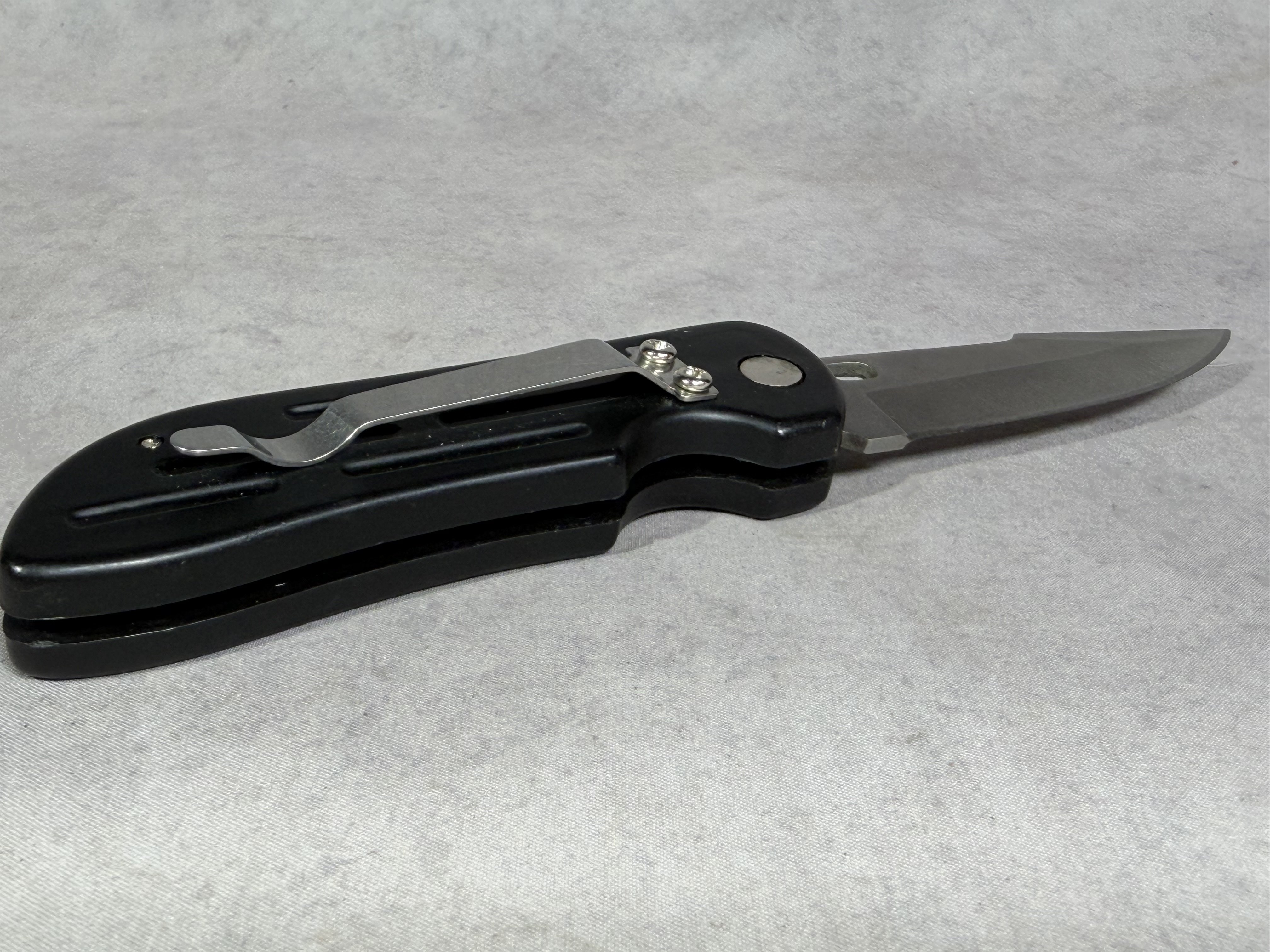 USA Marked Automatic Folding Knife with Black Aluminum Handles