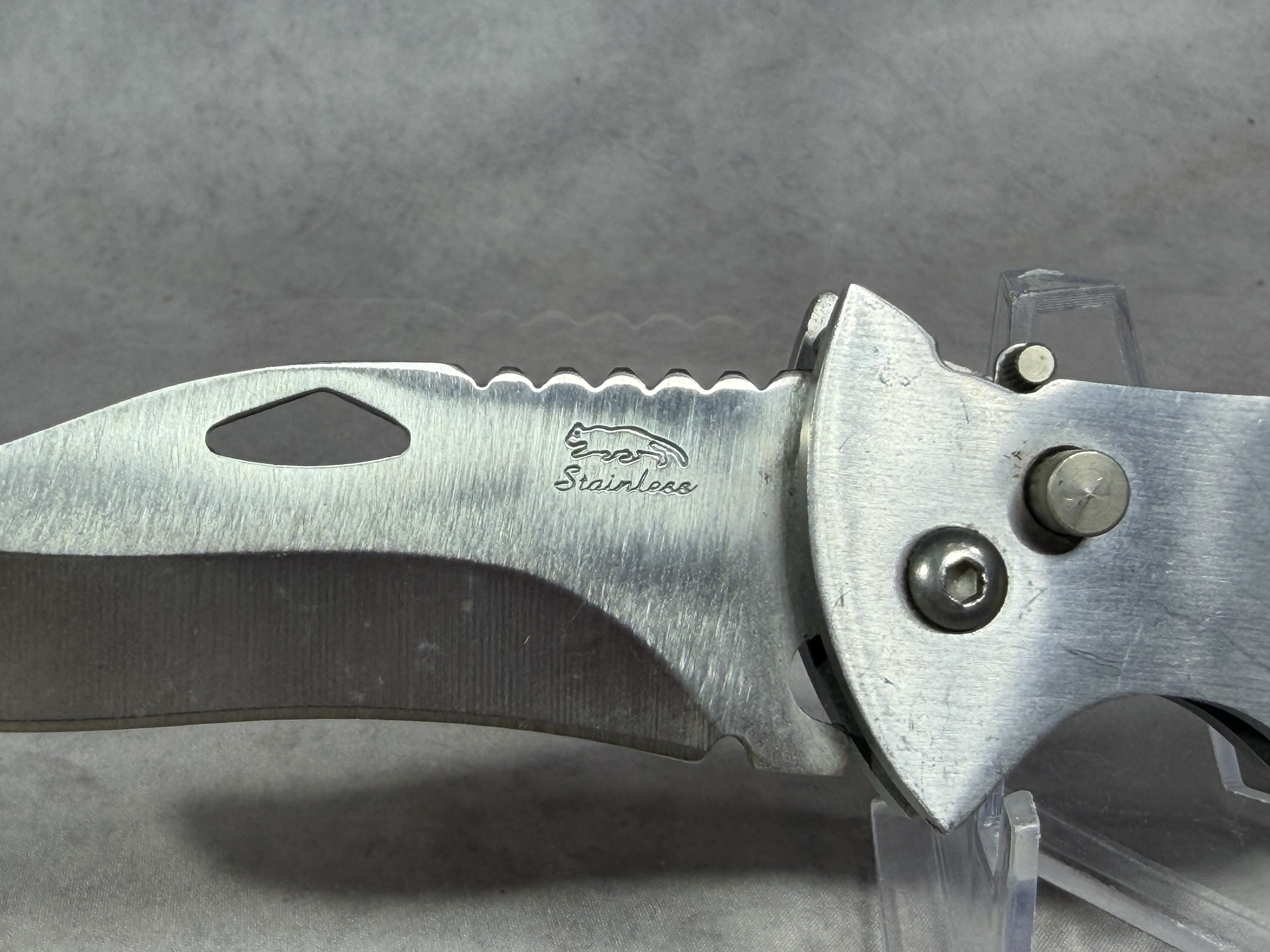 Folding Utility Pocket Knife with Integrated Compass and LED Flashlight