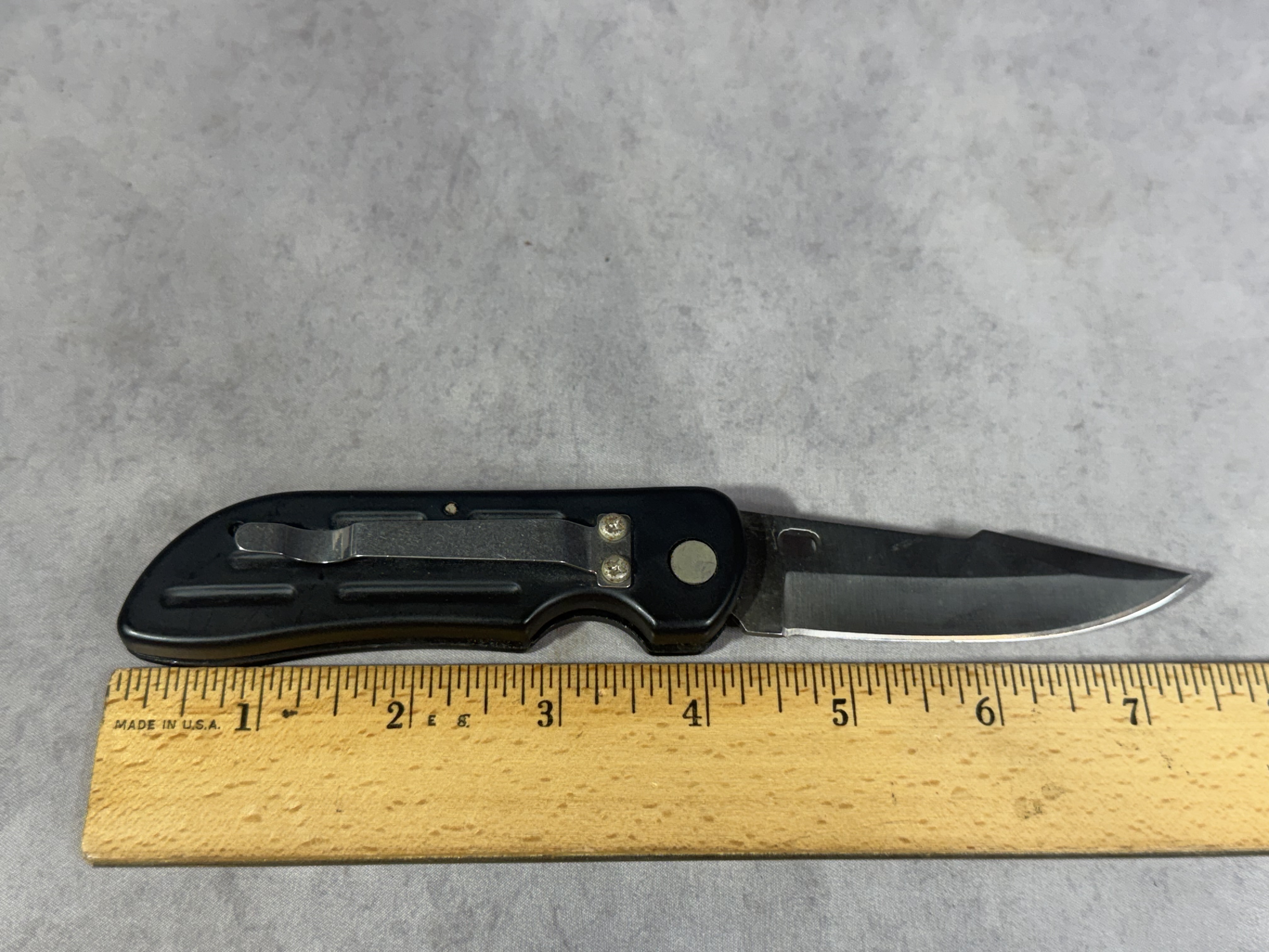 U.S.A. Made Automatic Folding Pocket Knife with Black Anodized Aluminum Handles