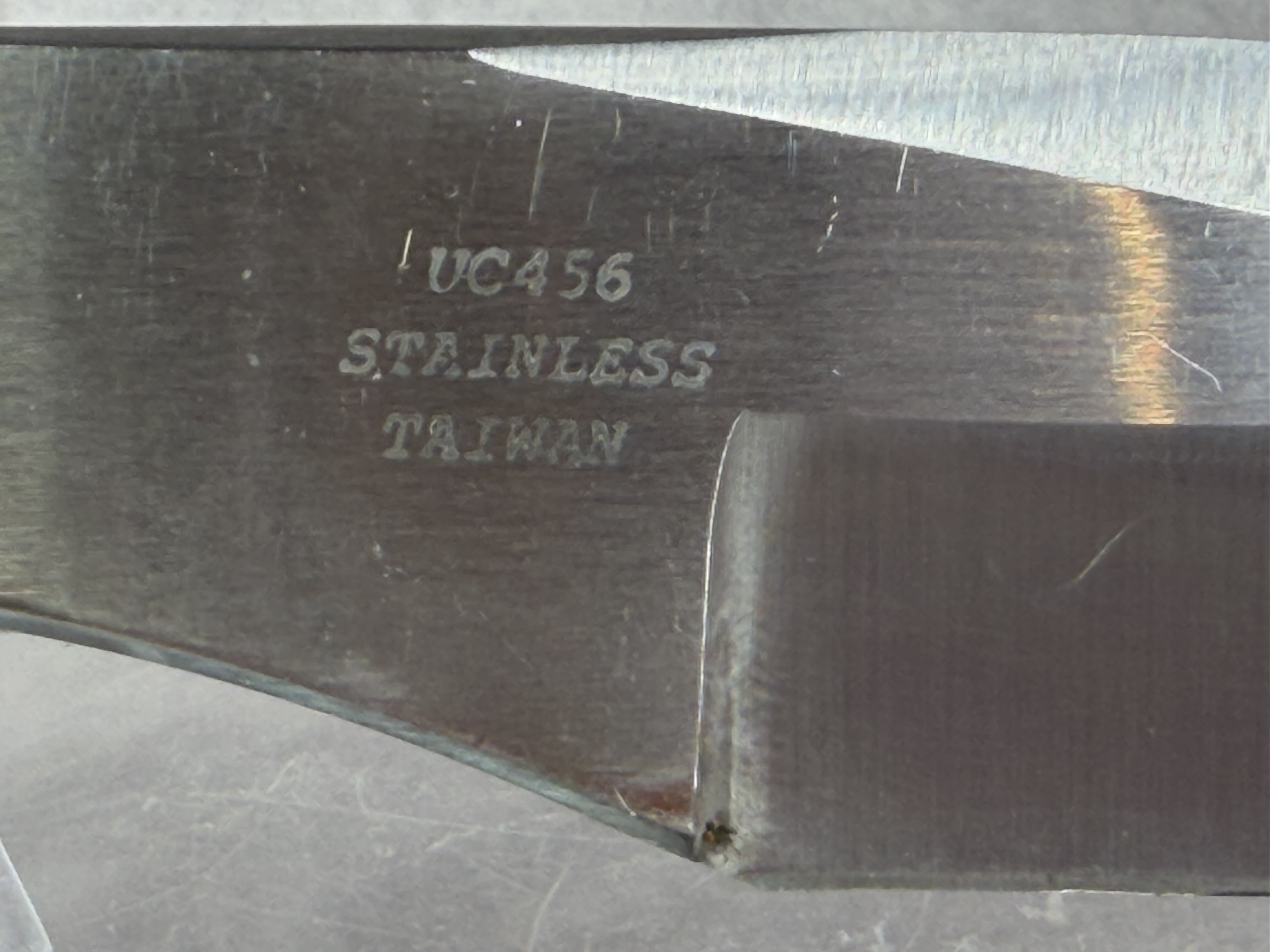 Vintage Gil Hibben United Cutlery UC456 Stainless Steel Throwing Knife with Leather Sheath