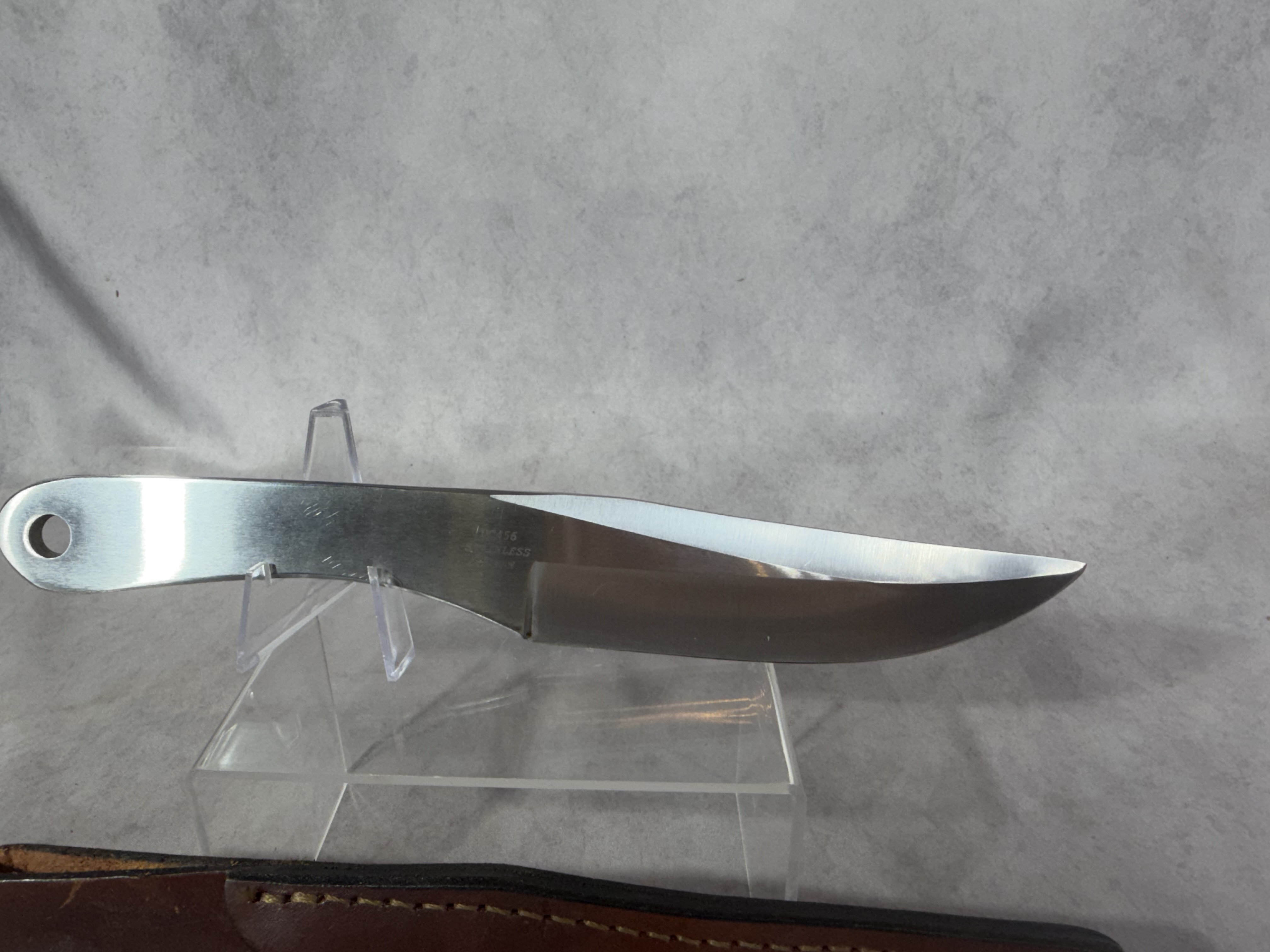 Vintage Gil Hibben United Cutlery UC456 Stainless Steel Throwing Knife with Leather Sheath