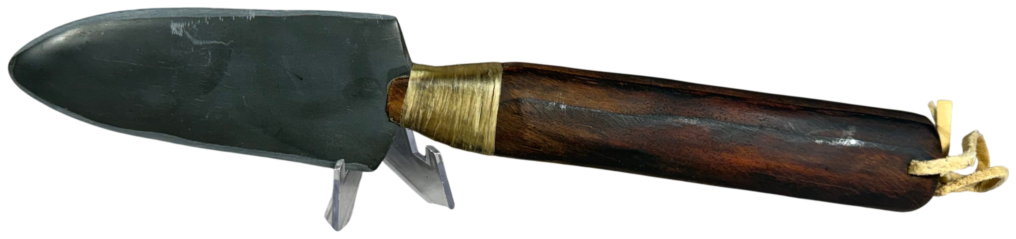 Custom Handcrafted Fixed Blade Utility Knife with Leaf-Shaped Blade and Hardwood Handle