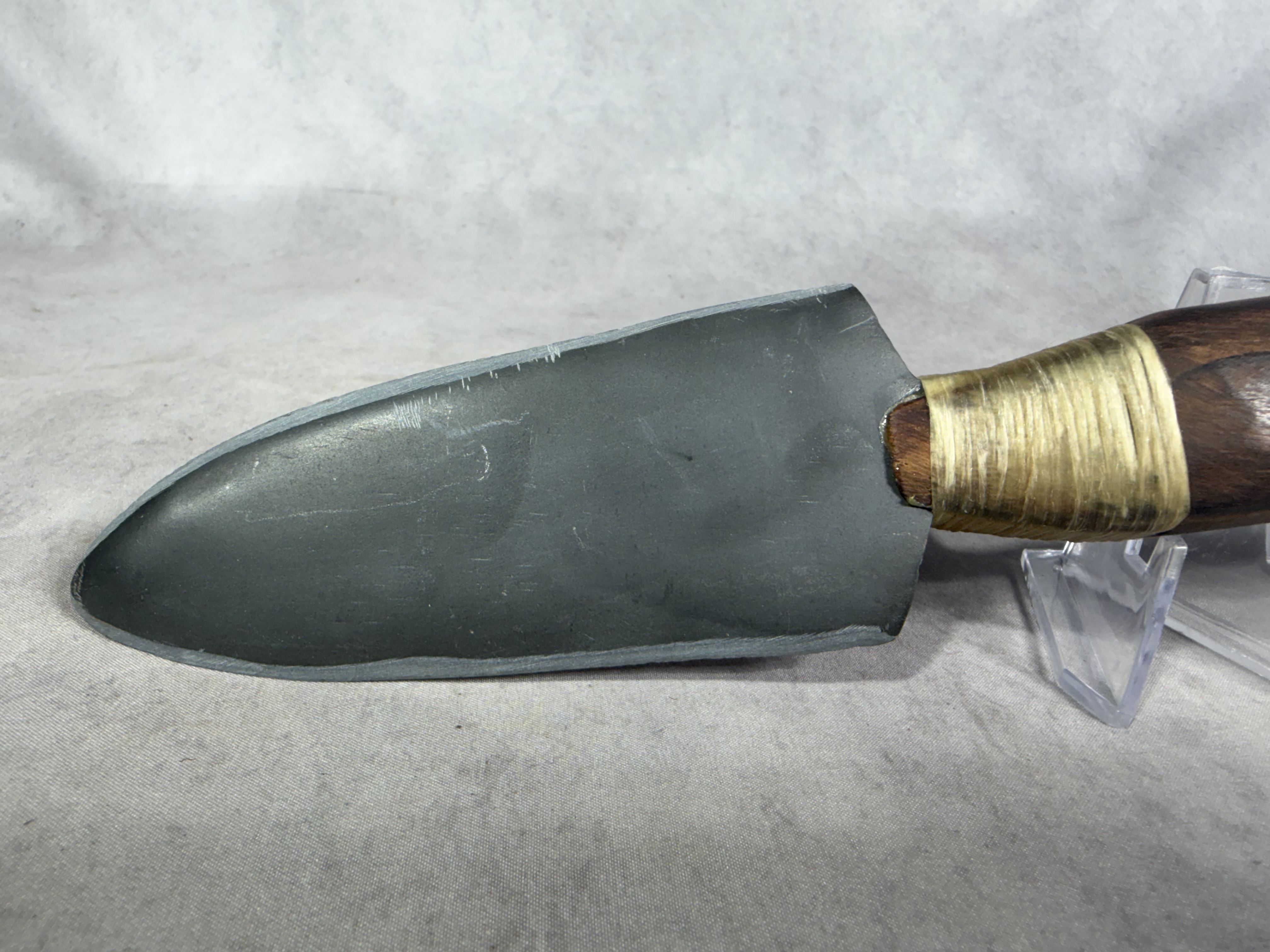 Custom Handcrafted Fixed Blade Utility Knife with Leaf-Shaped Blade and Hardwood Handle