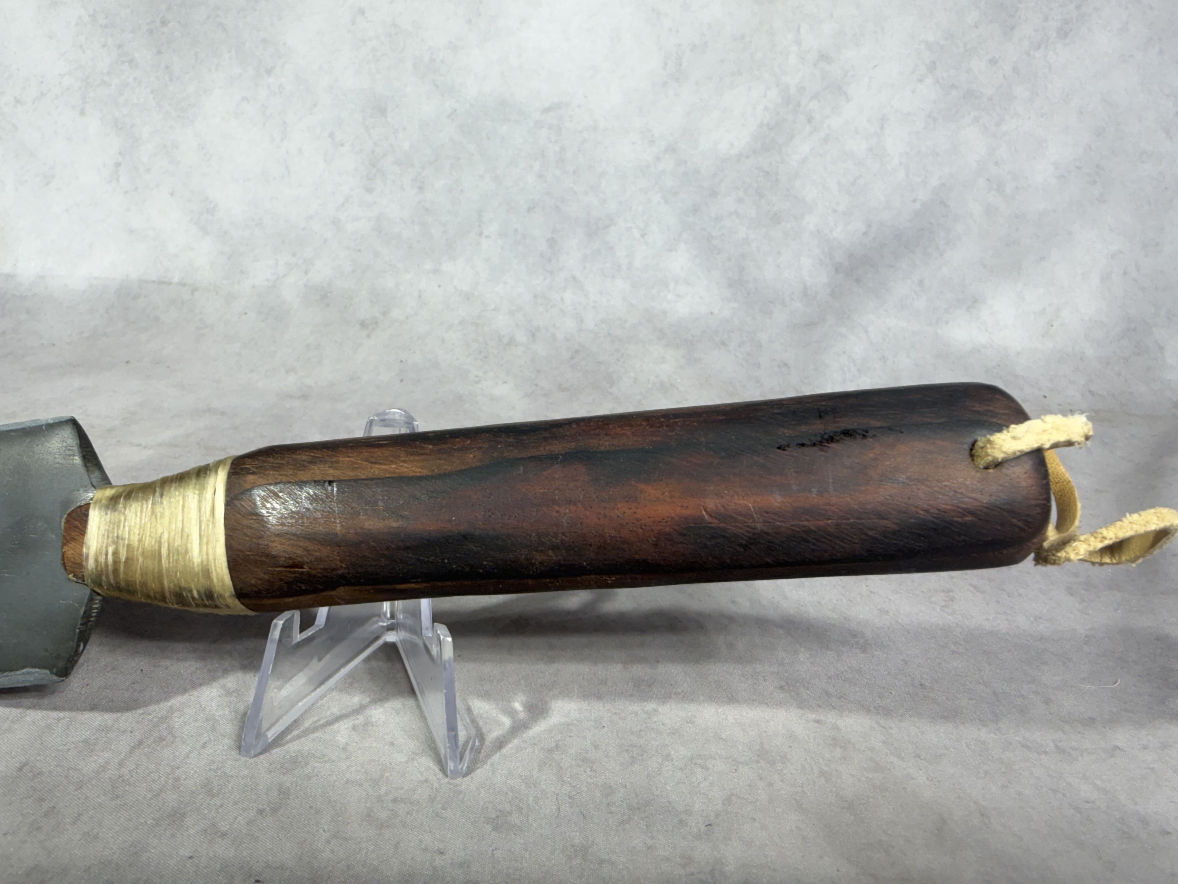 Custom Handcrafted Fixed Blade Utility Knife with Leaf-Shaped Blade and Hardwood Handle
