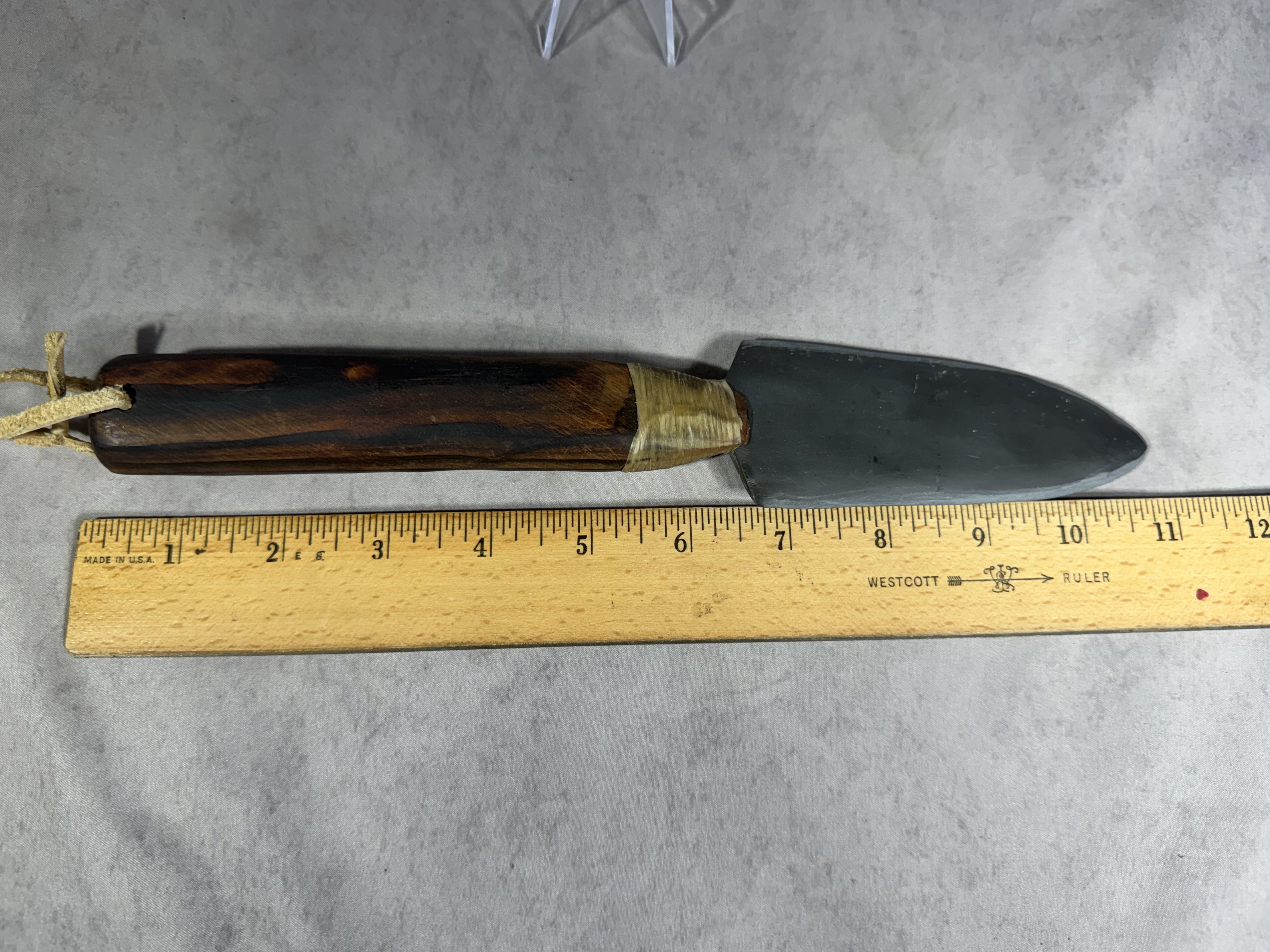 Custom Handcrafted Fixed Blade Utility Knife with Leaf-Shaped Blade and Hardwood Handle