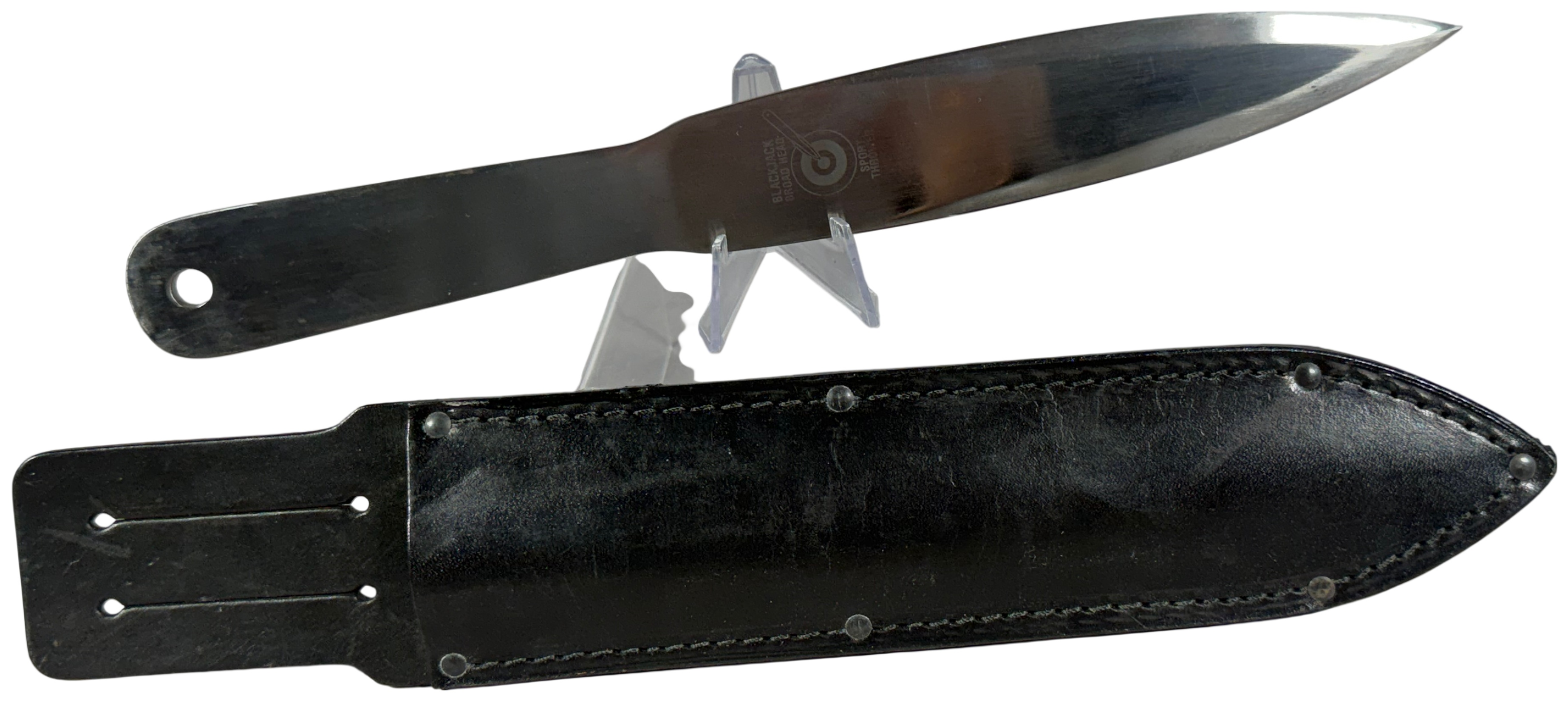 Blackjack Broadhead Sport Thrower Knife with Leather Sheath