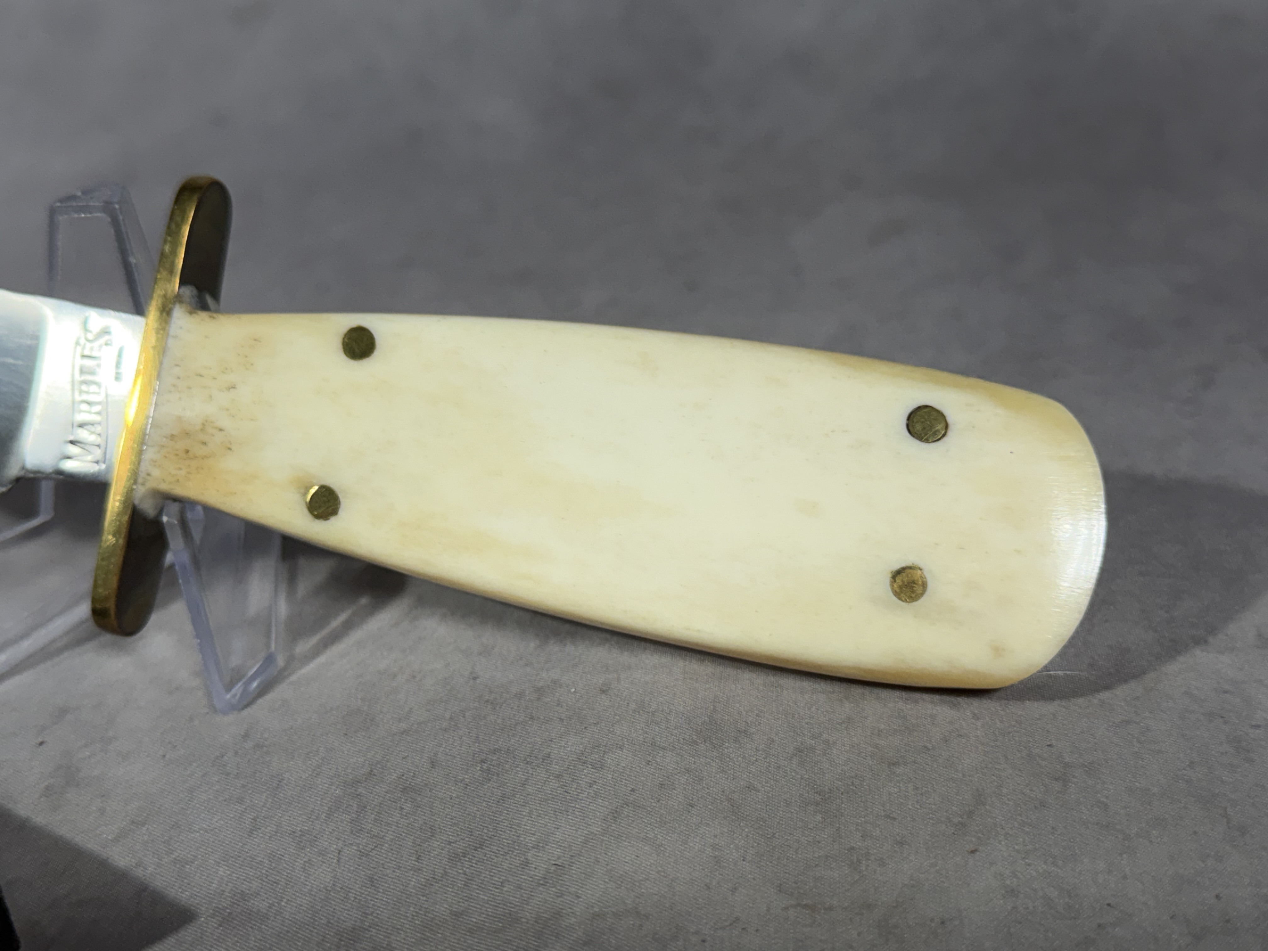 Marbles USA Cowboy Fixed Blade Knife with Natural Smooth Bone Handle and Sheath