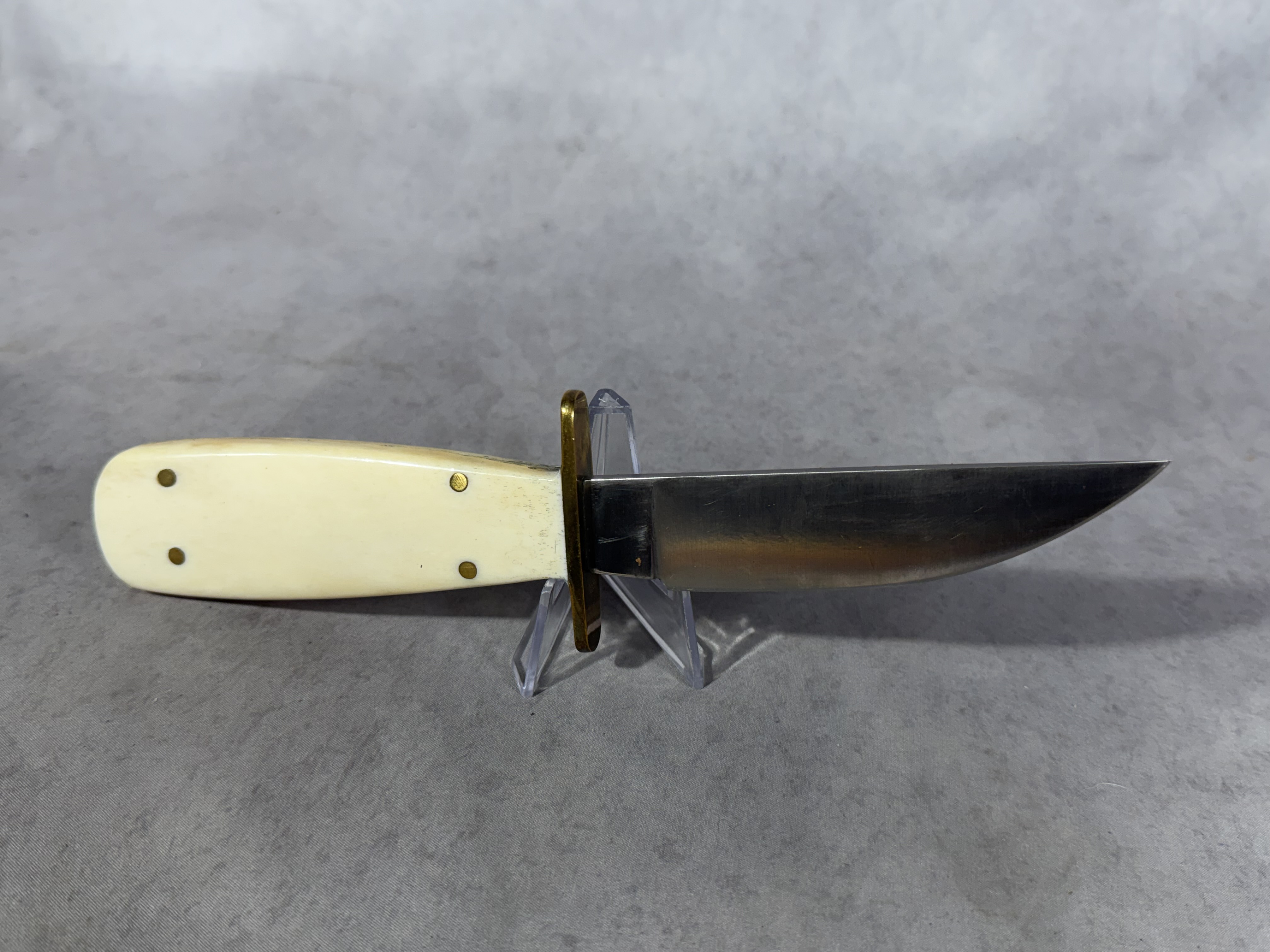 Marbles USA Cowboy Fixed Blade Knife with Natural Smooth Bone Handle and Sheath