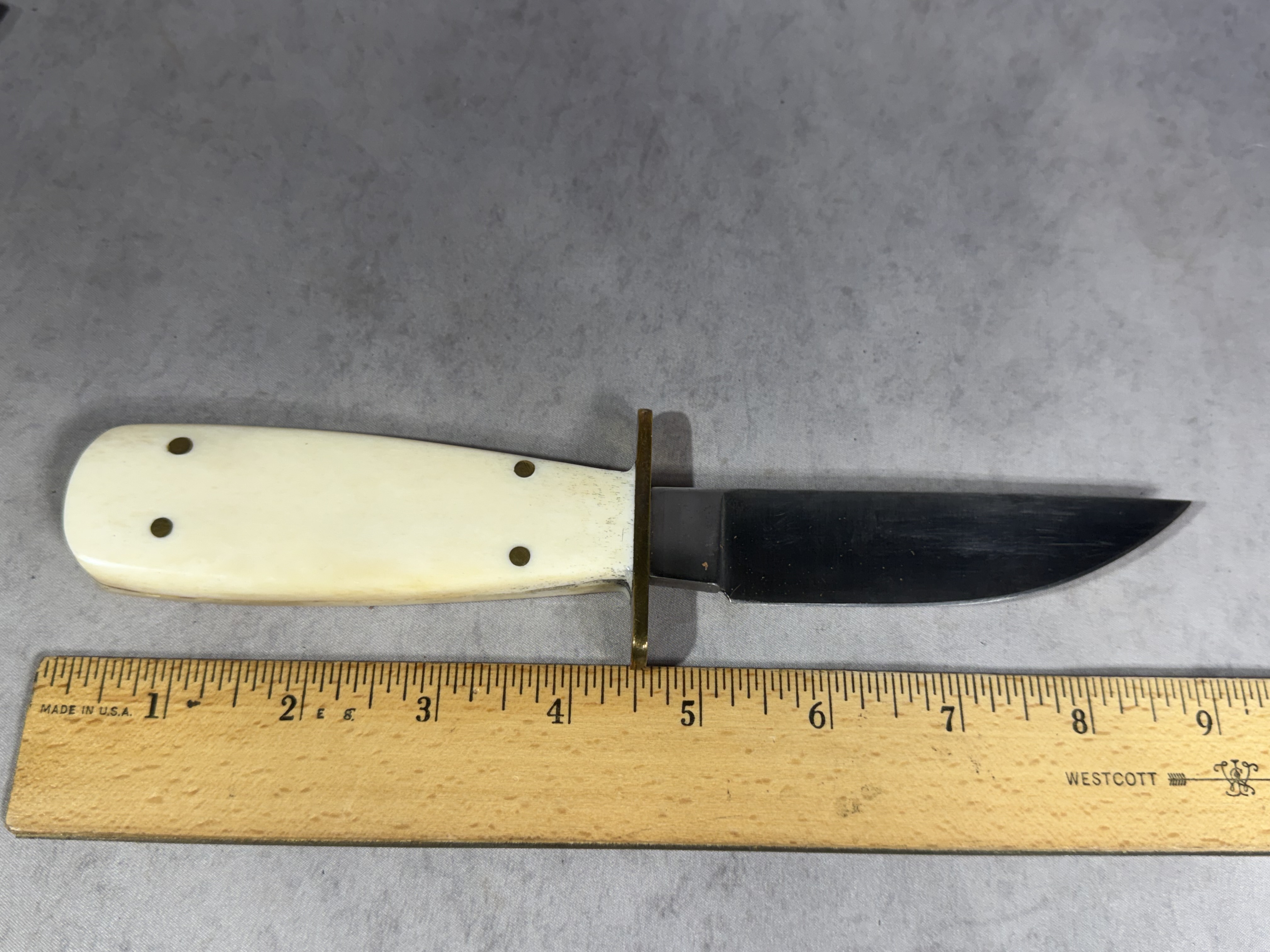 Marbles USA Cowboy Fixed Blade Knife with Natural Smooth Bone Handle and Sheath