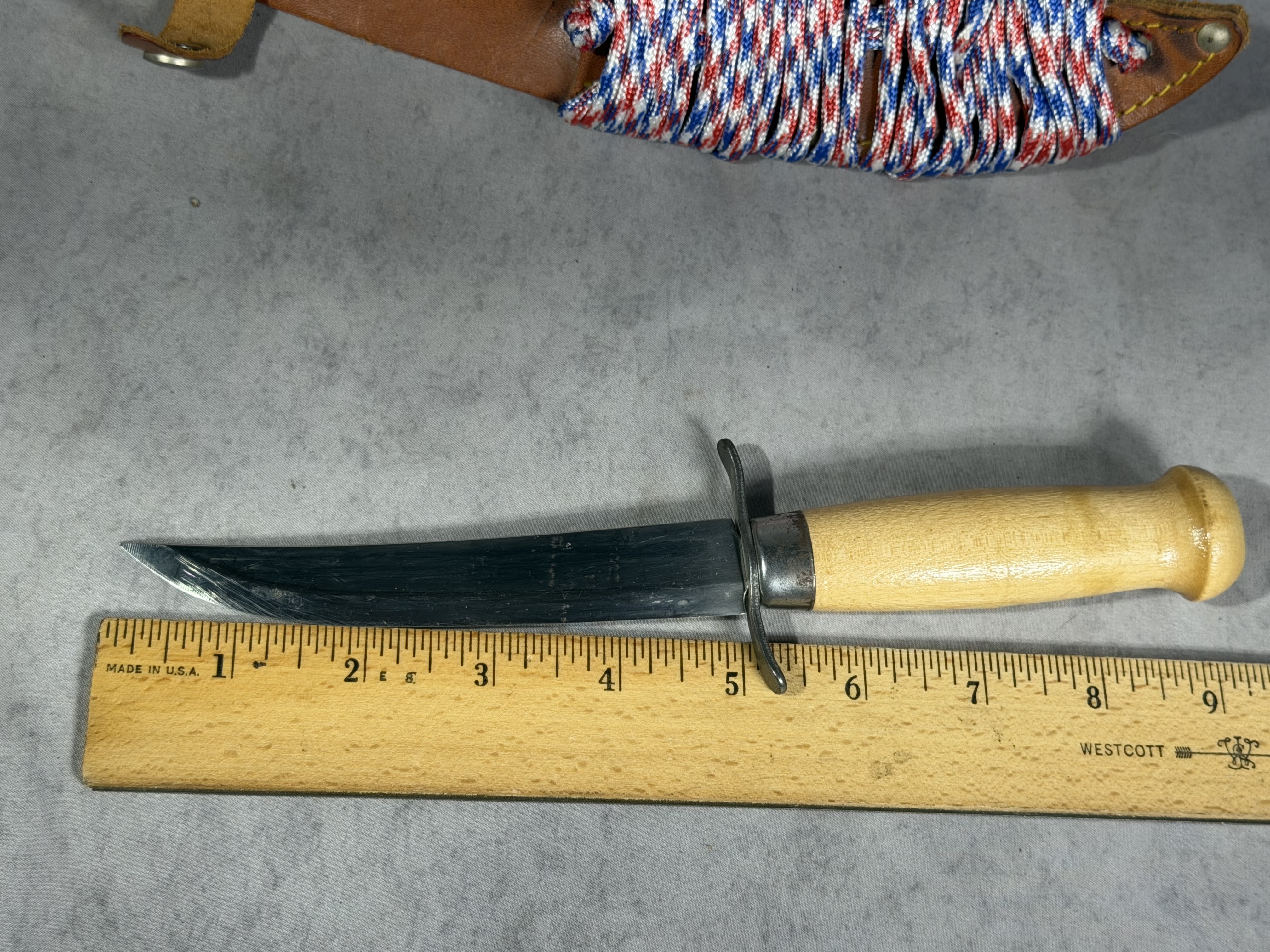Vintage Edge Mark Mora Sweden Scout Fixed Blade Knife with Leather Sheath