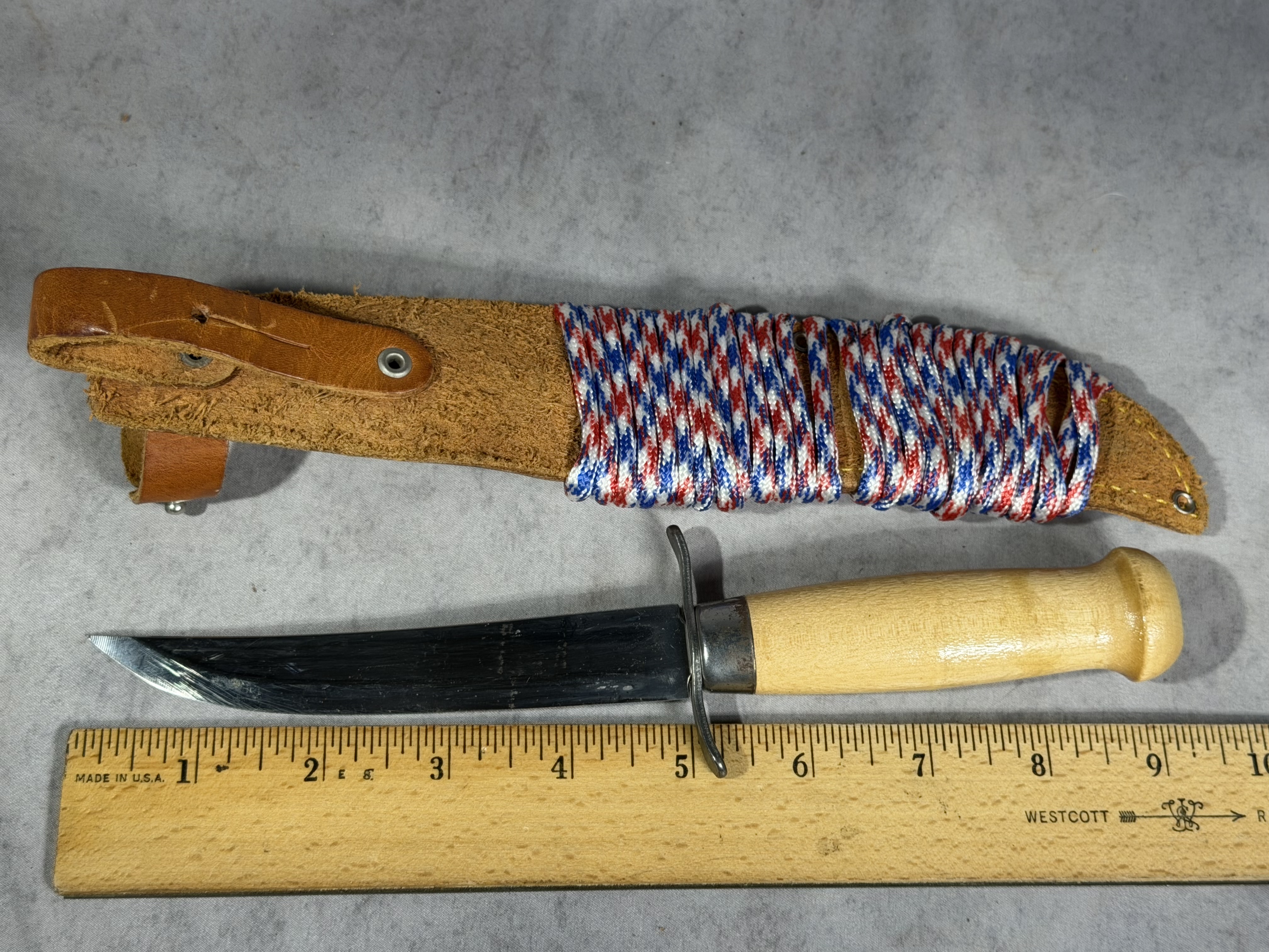 Vintage Edge Mark Mora Sweden Scout Fixed Blade Knife with Leather Sheath