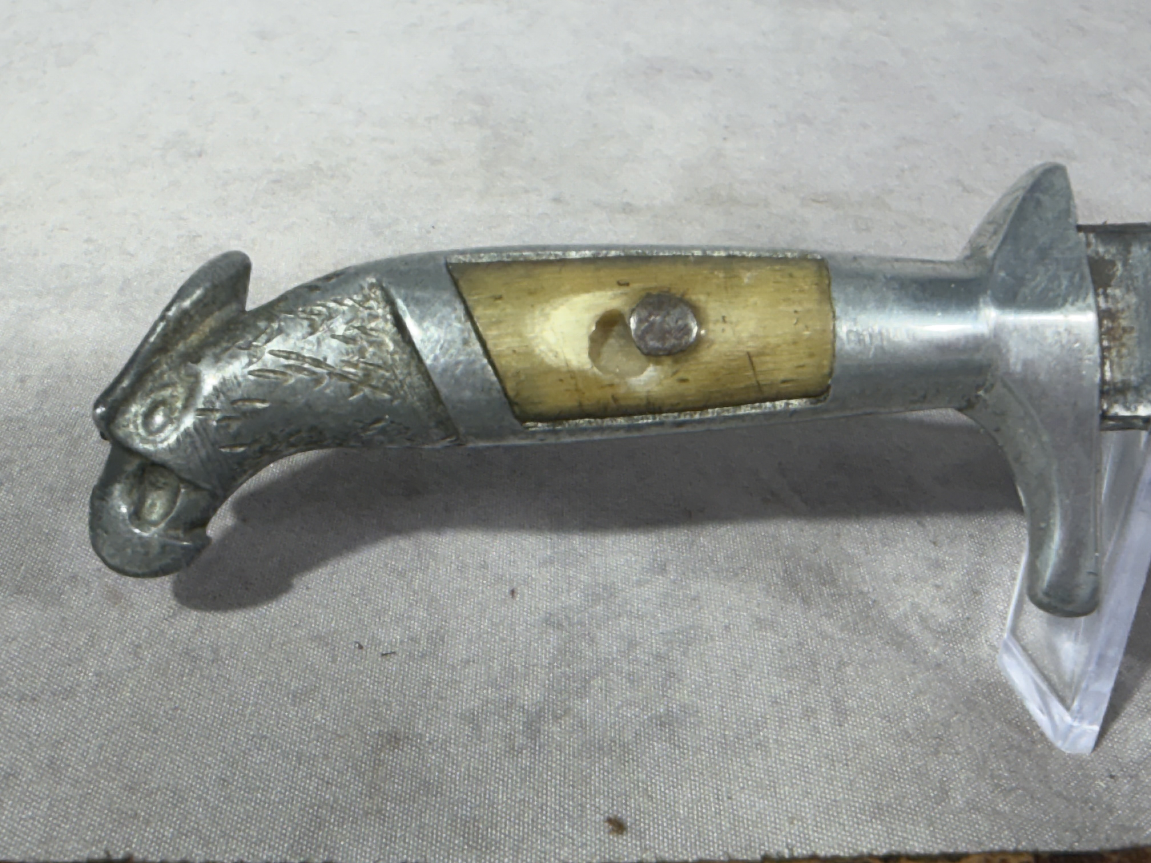 Vintage Mexican Eagle Head Pommel Souvenir Dagger with Leather Sheath