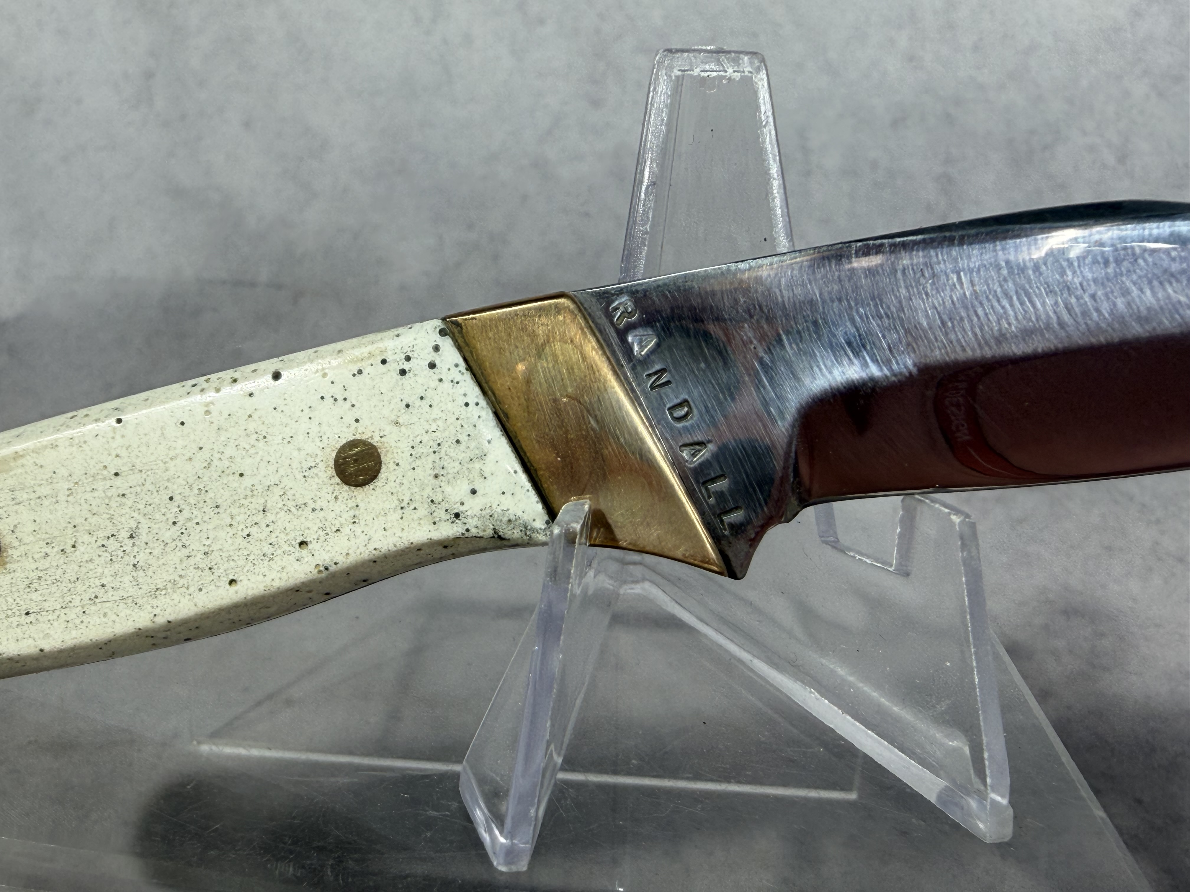 Randall White Bone Fixed Blade Utility Knife with Leather Sheath