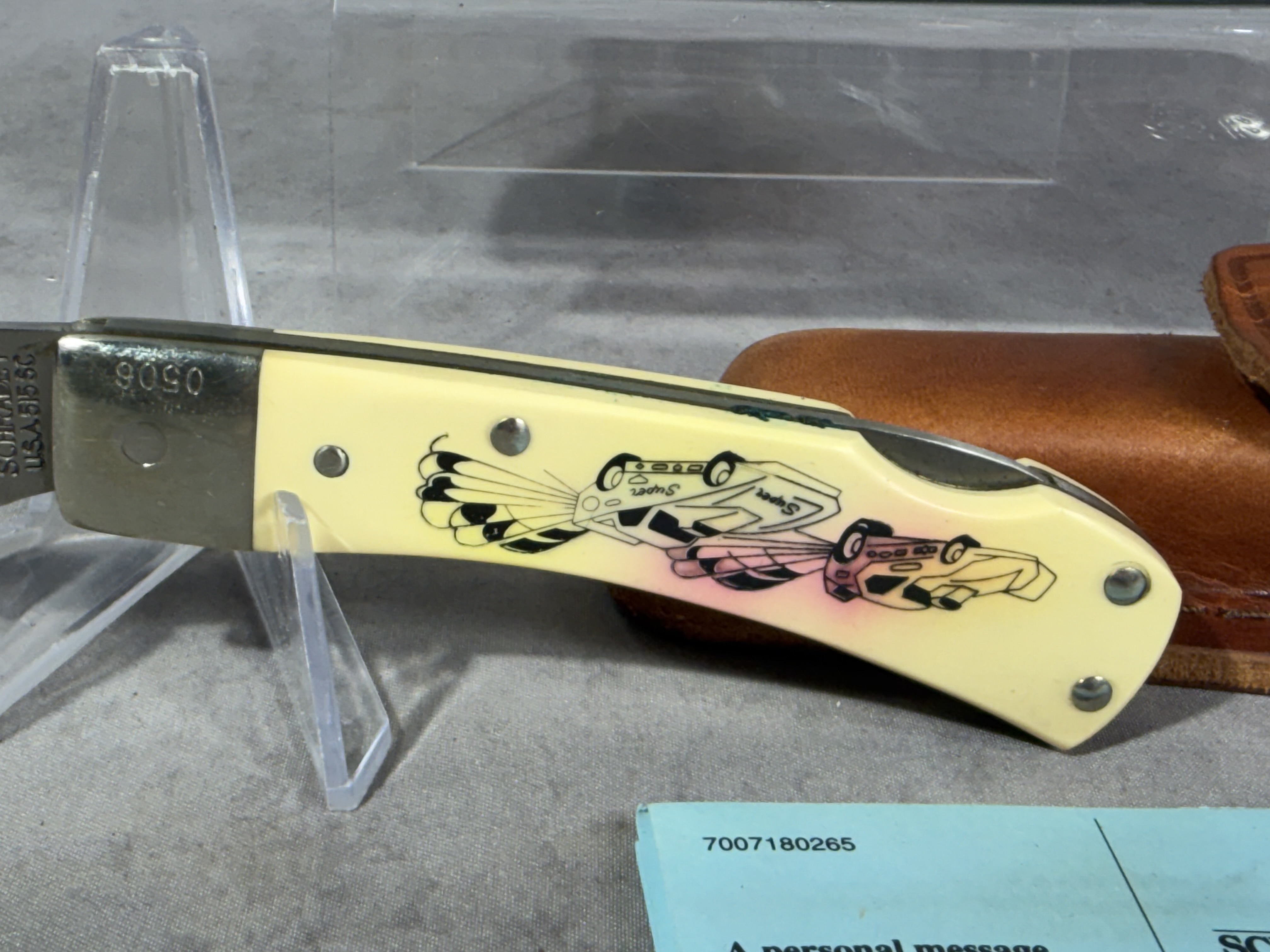 Schrade USA 515SC Rolling Thunder Collection Scrimshaw Folding Lockback Knife