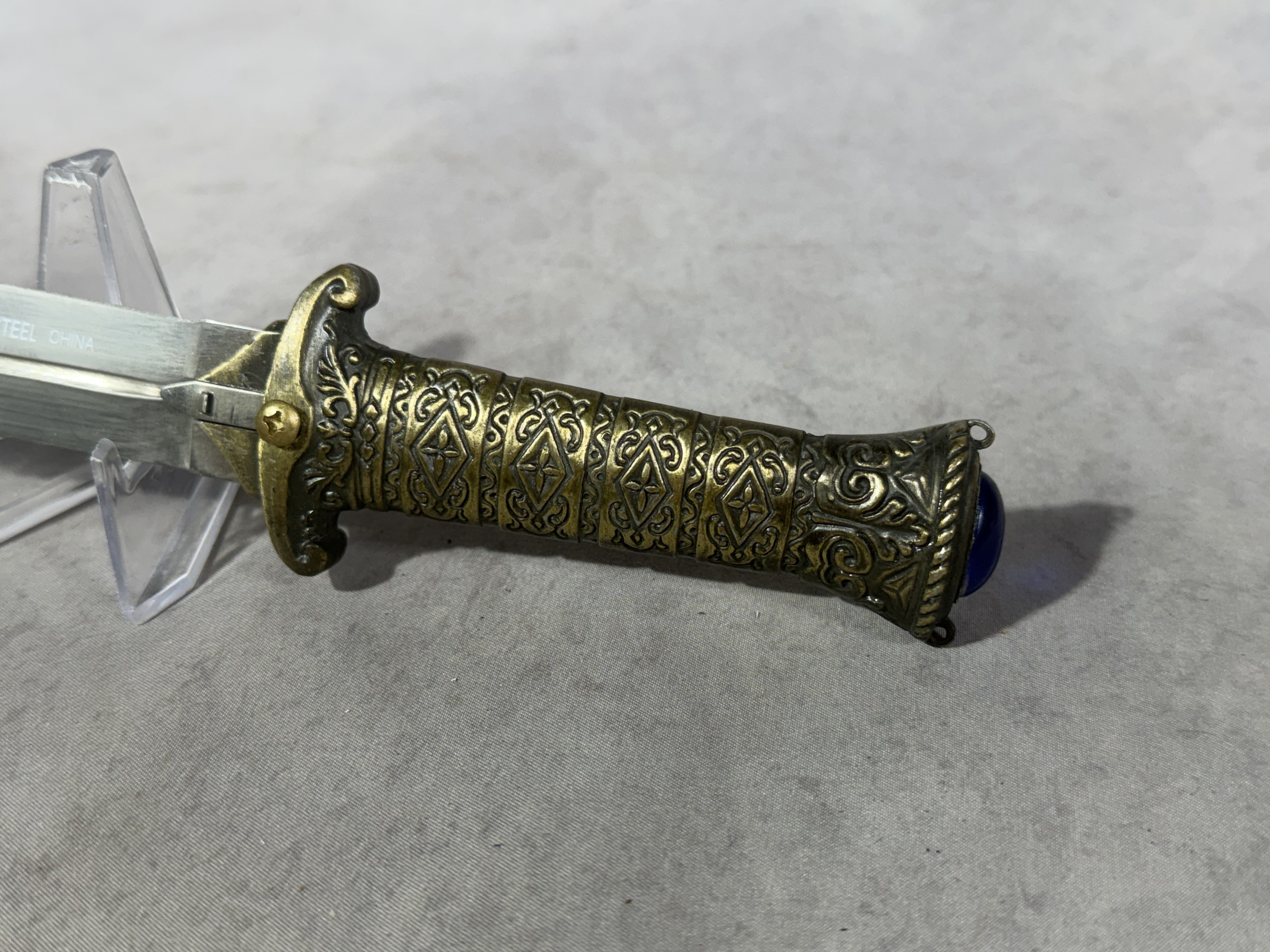 Mongolian Style Stainless Steel Fantasy Dagger with Ornate Scabbard