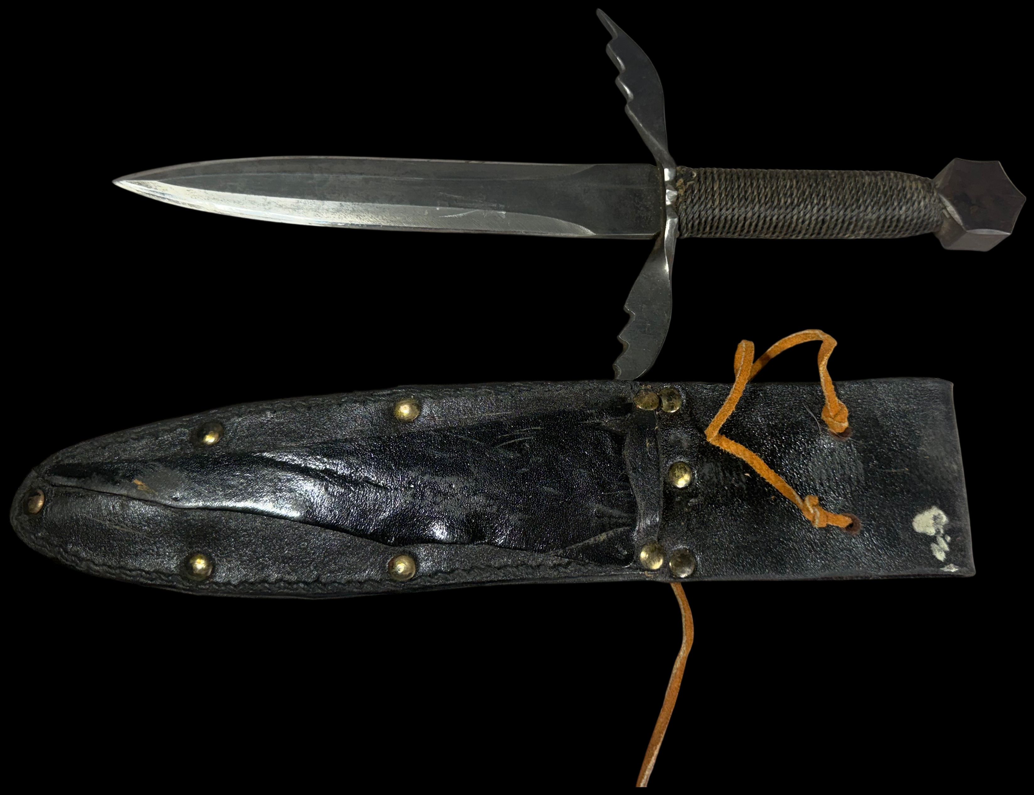Contemporary Custom Hand Forged Main Gauche Dagger and Leather Scabbard