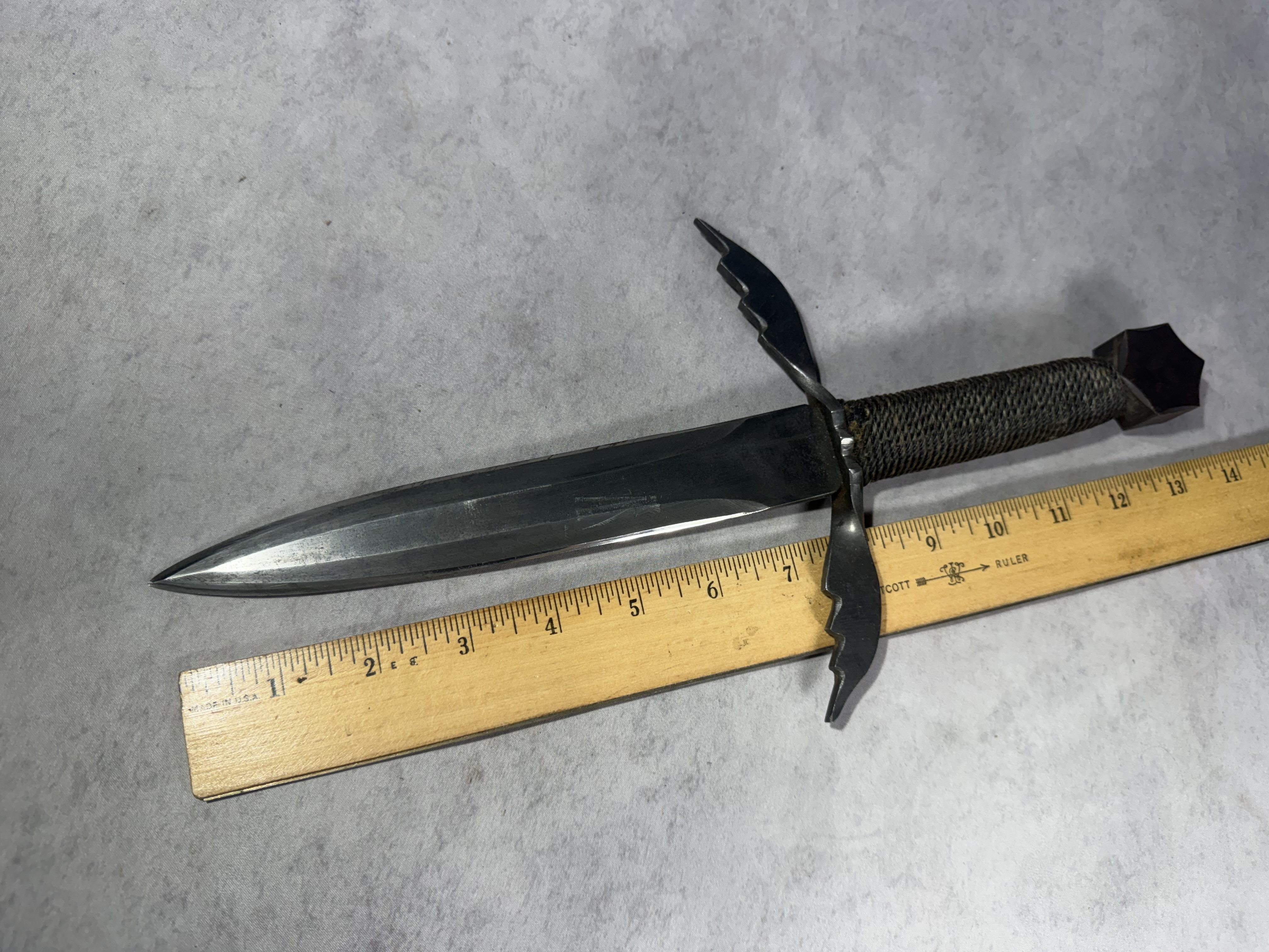 Contemporary Custom Hand Forged Main Gauche Dagger and Leather Scabbard