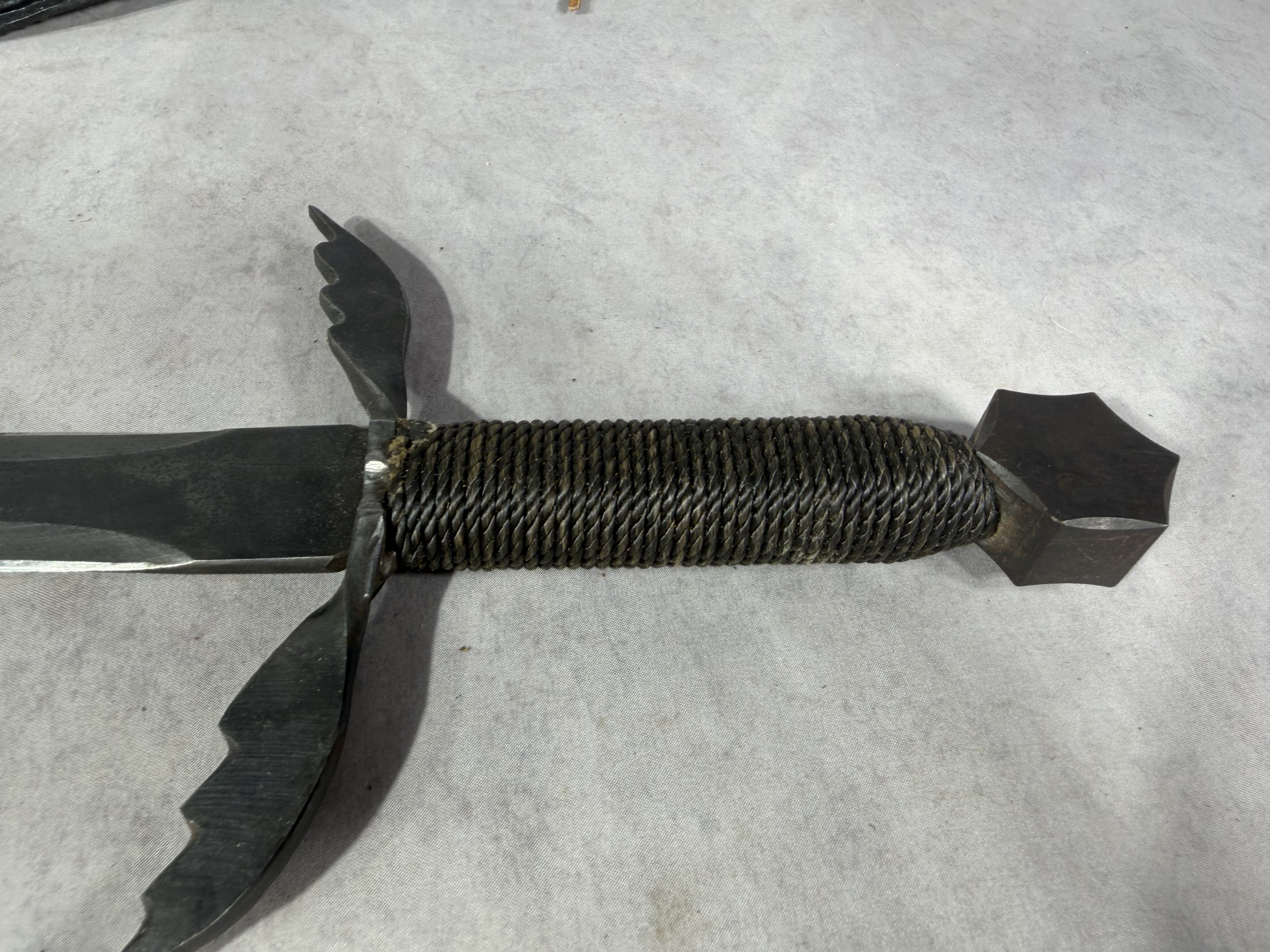 Contemporary Custom Hand Forged Main Gauche Dagger and Leather Scabbard