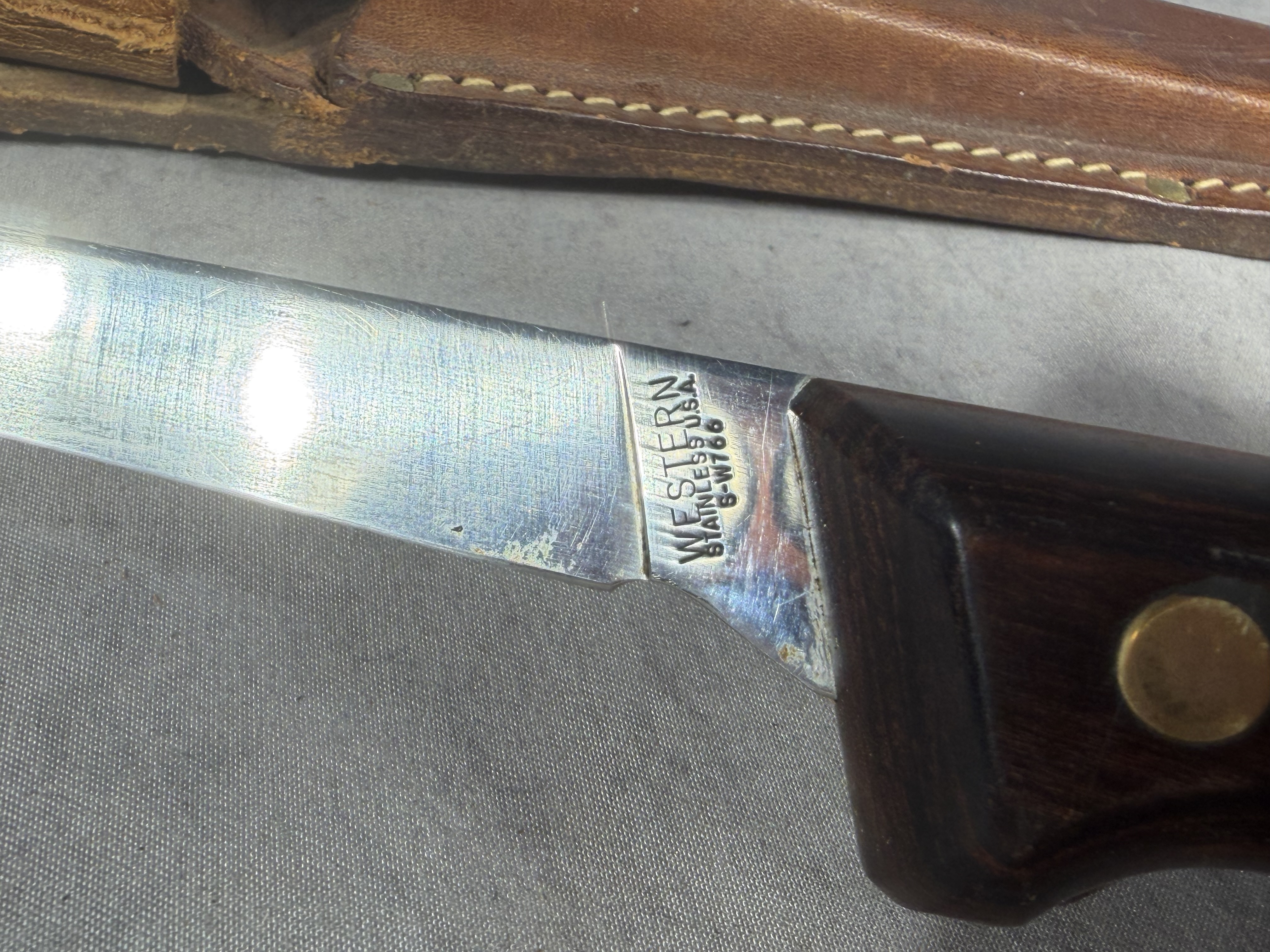 Western USA S-W766 Stainless Steel Fish Filet Knife with Leather Sheath