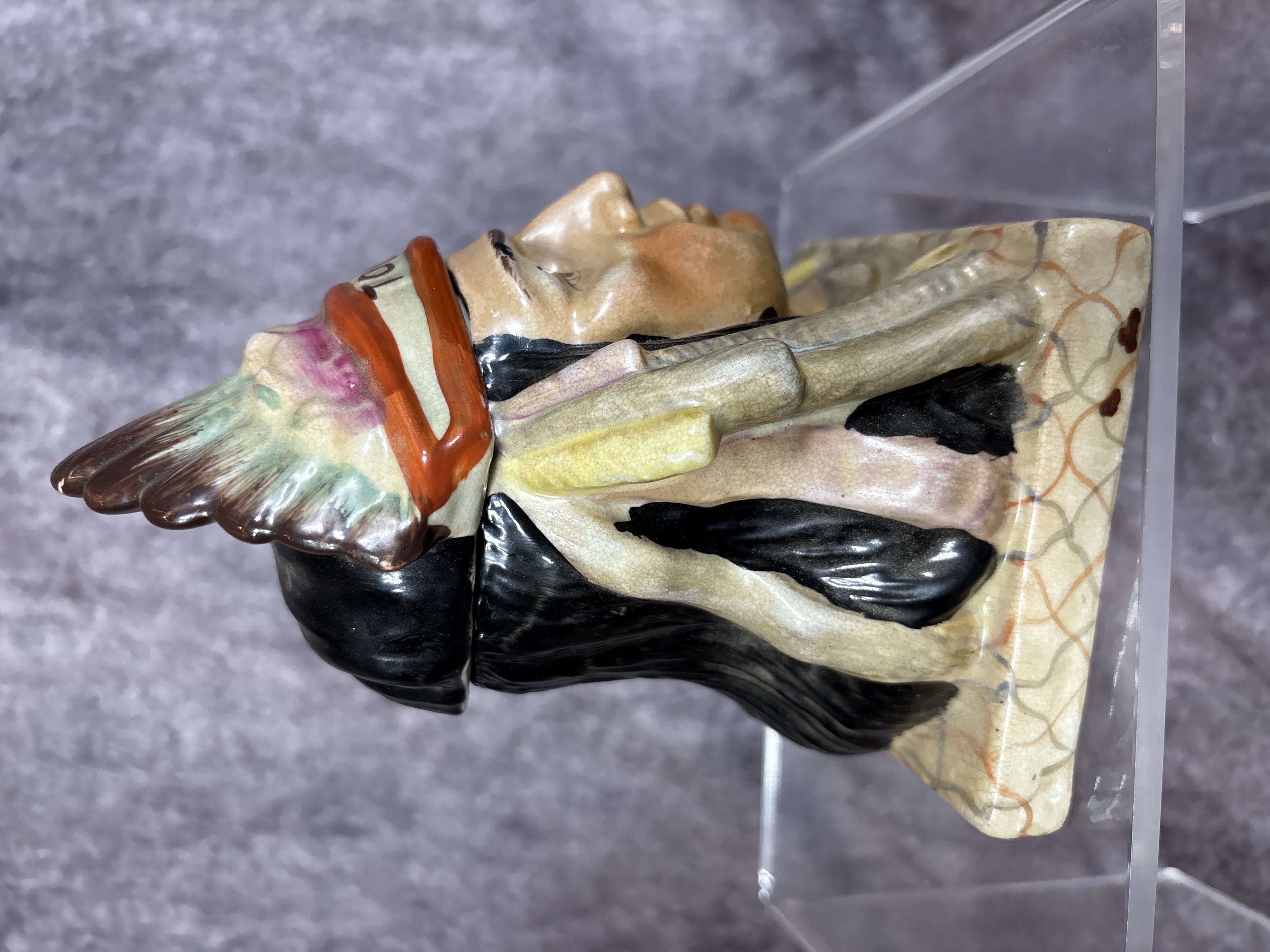 Majolica Figural Indian Chief Tobacco Jar
