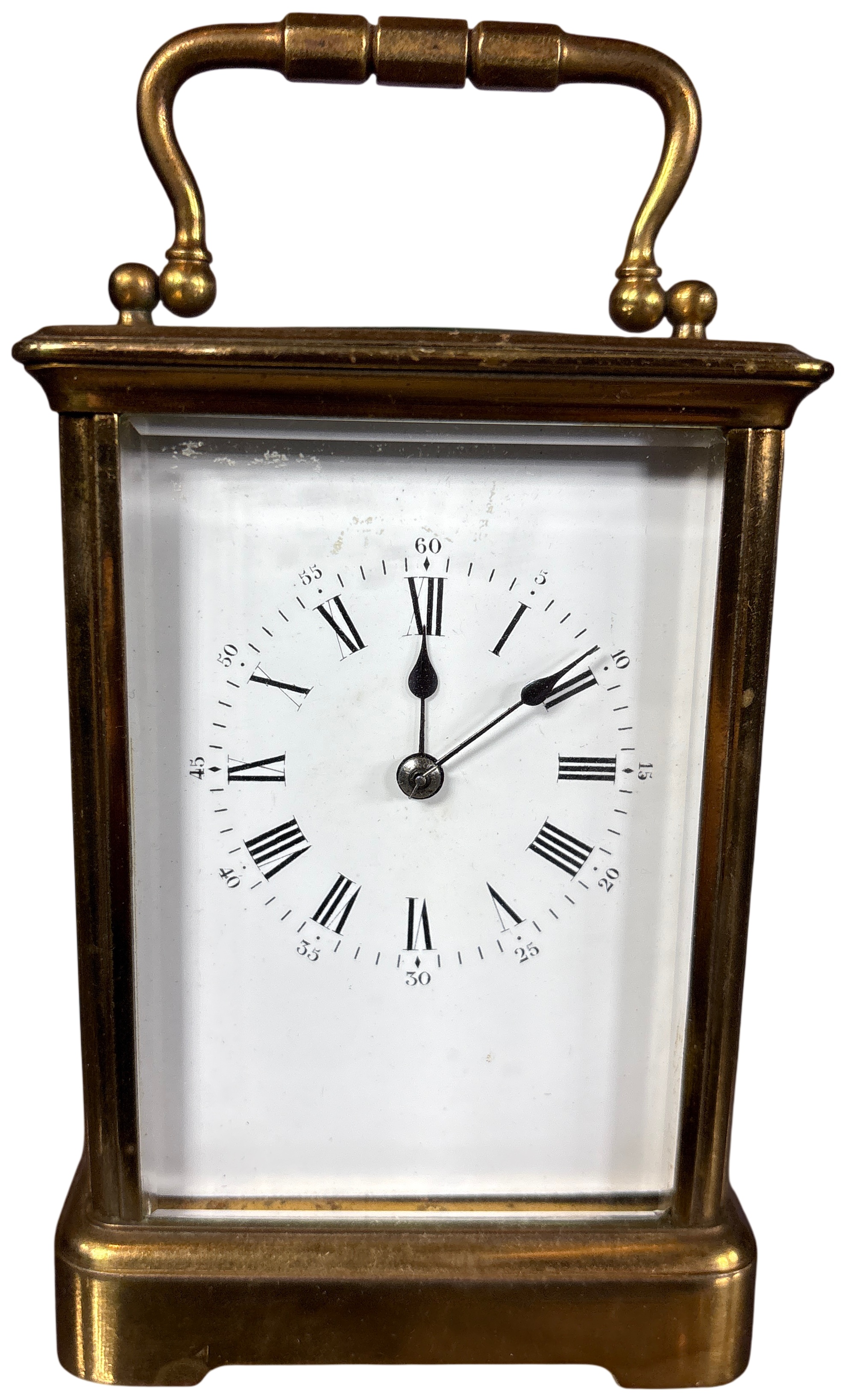 French Brass Corniche Case Striking Carriage Clock