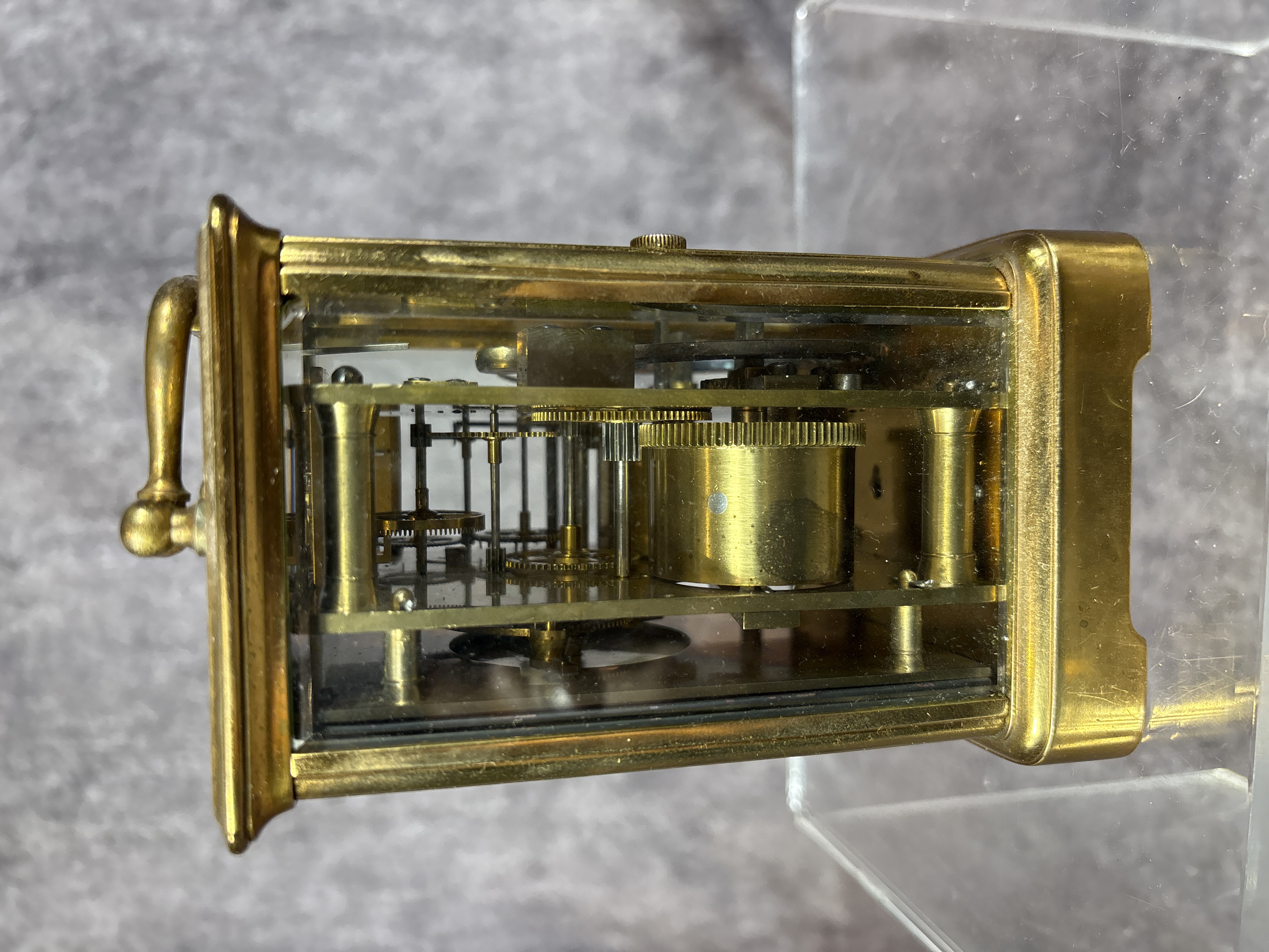 French Brass Corniche Case Striking Carriage Clock