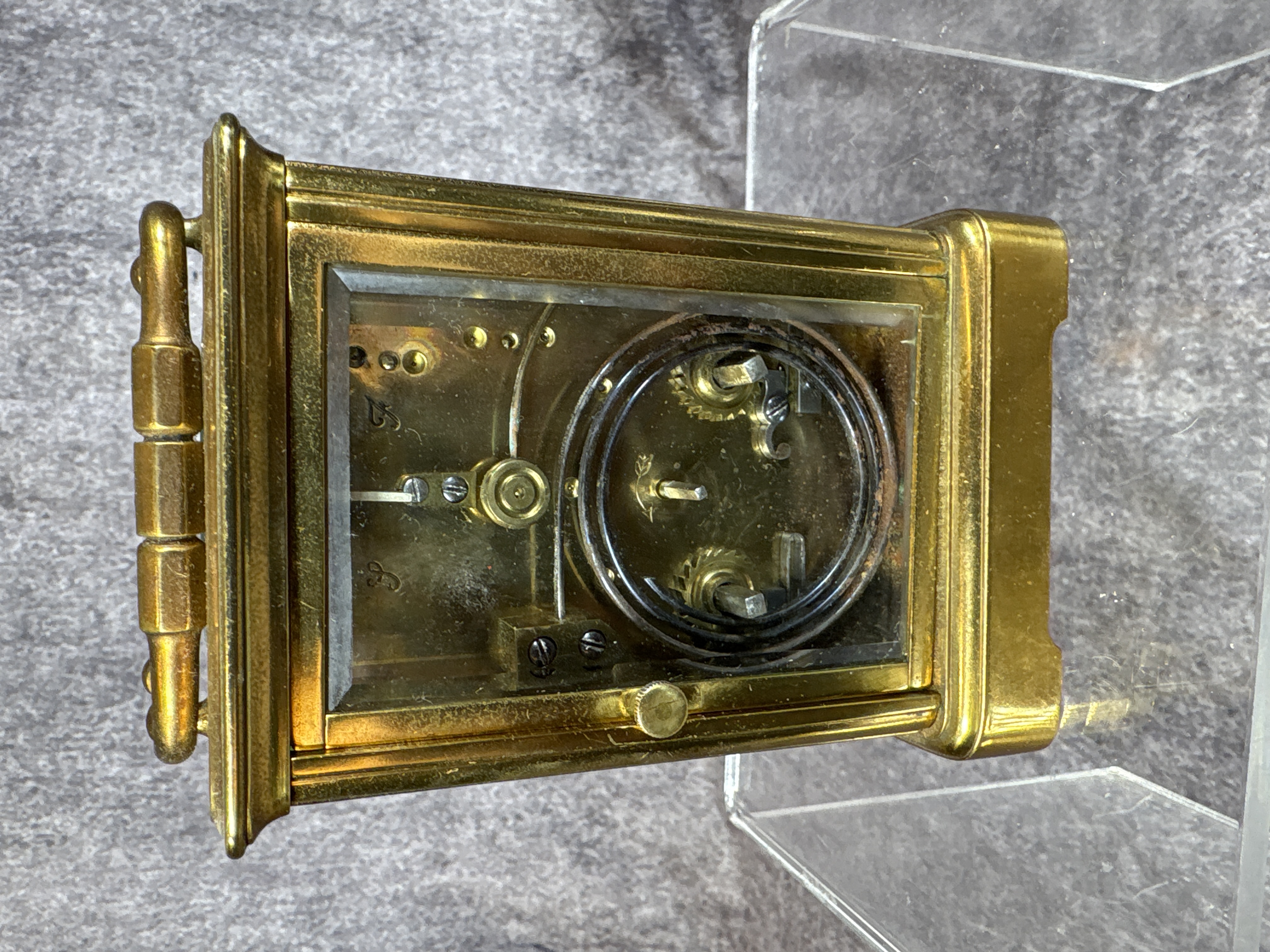 French Brass Corniche Case Striking Carriage Clock
