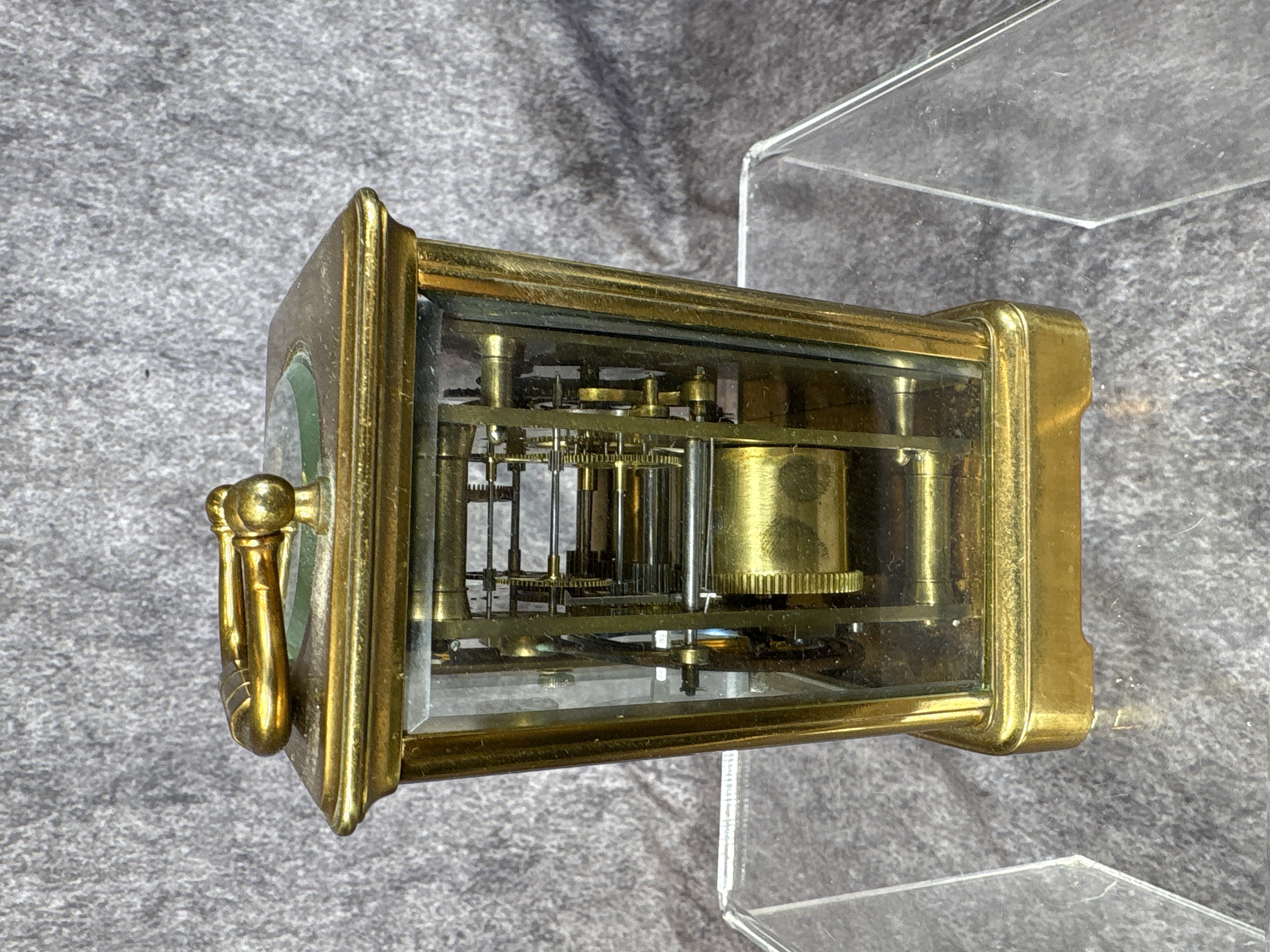 French Brass Corniche Case Striking Carriage Clock