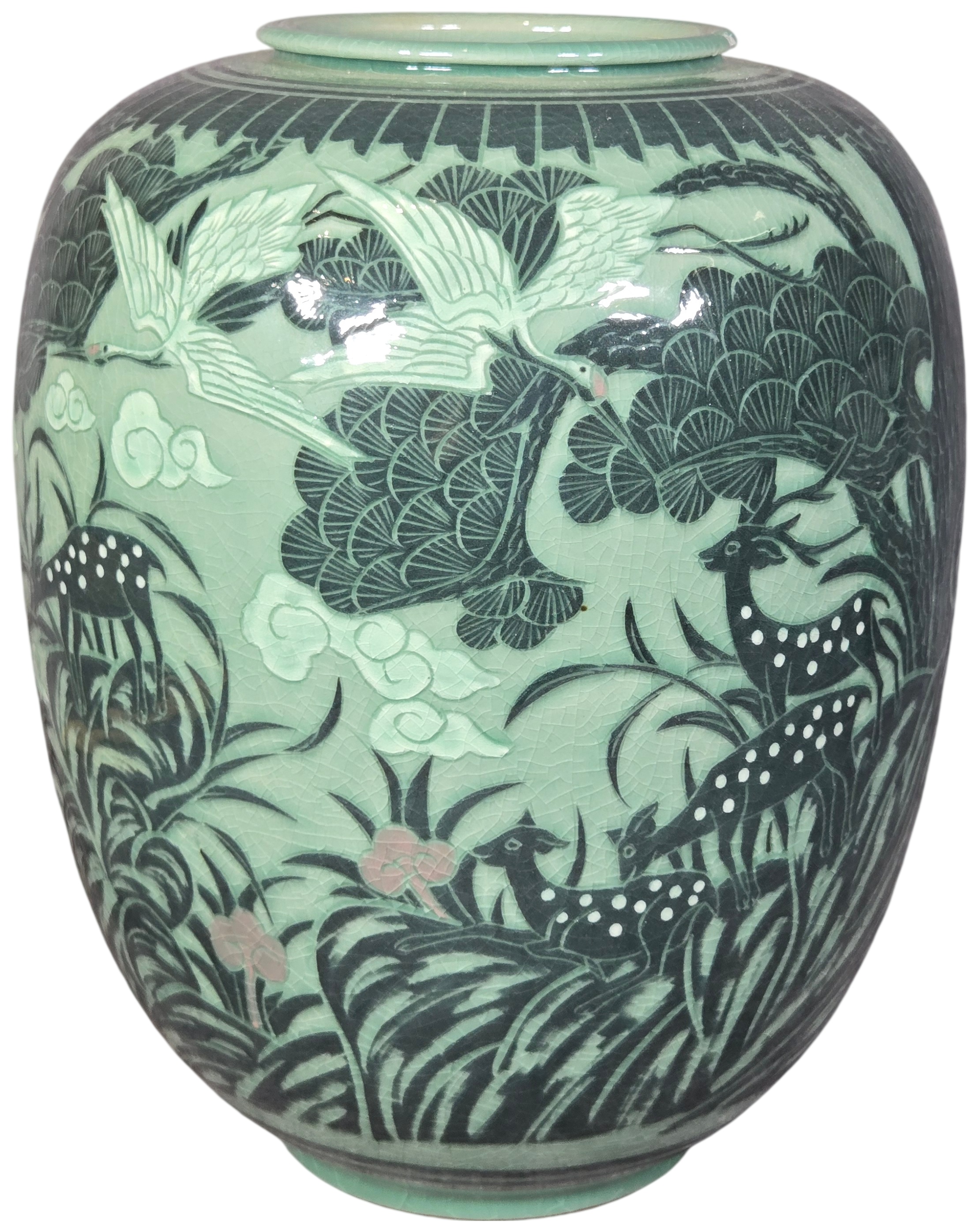 Tonggok Studio Korean Inlaid Celadon Sipjangsaeng Storage Jar