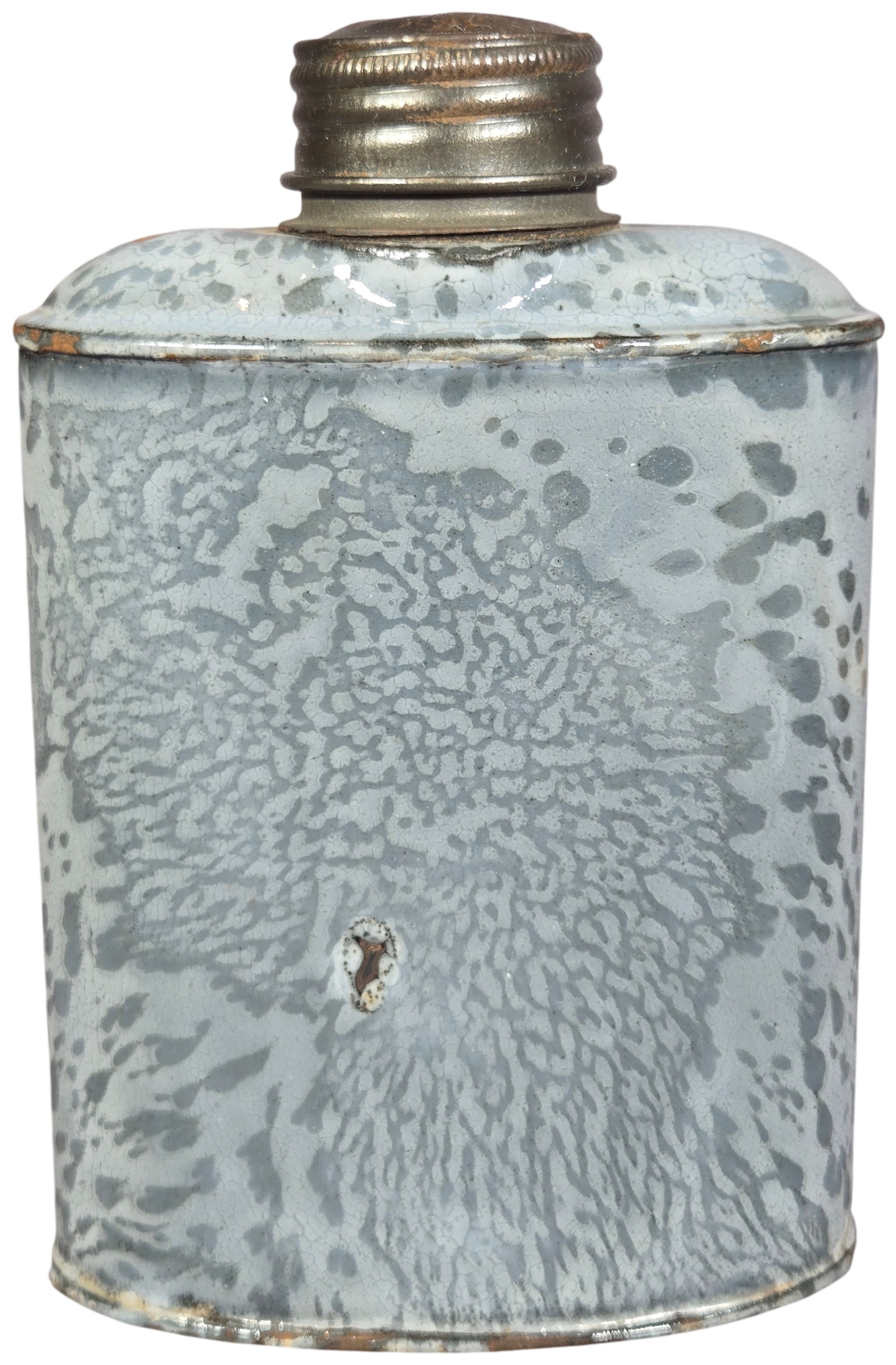 WWI Imperial German Ersatz Mottled Gray Enamel Personal Field Flask