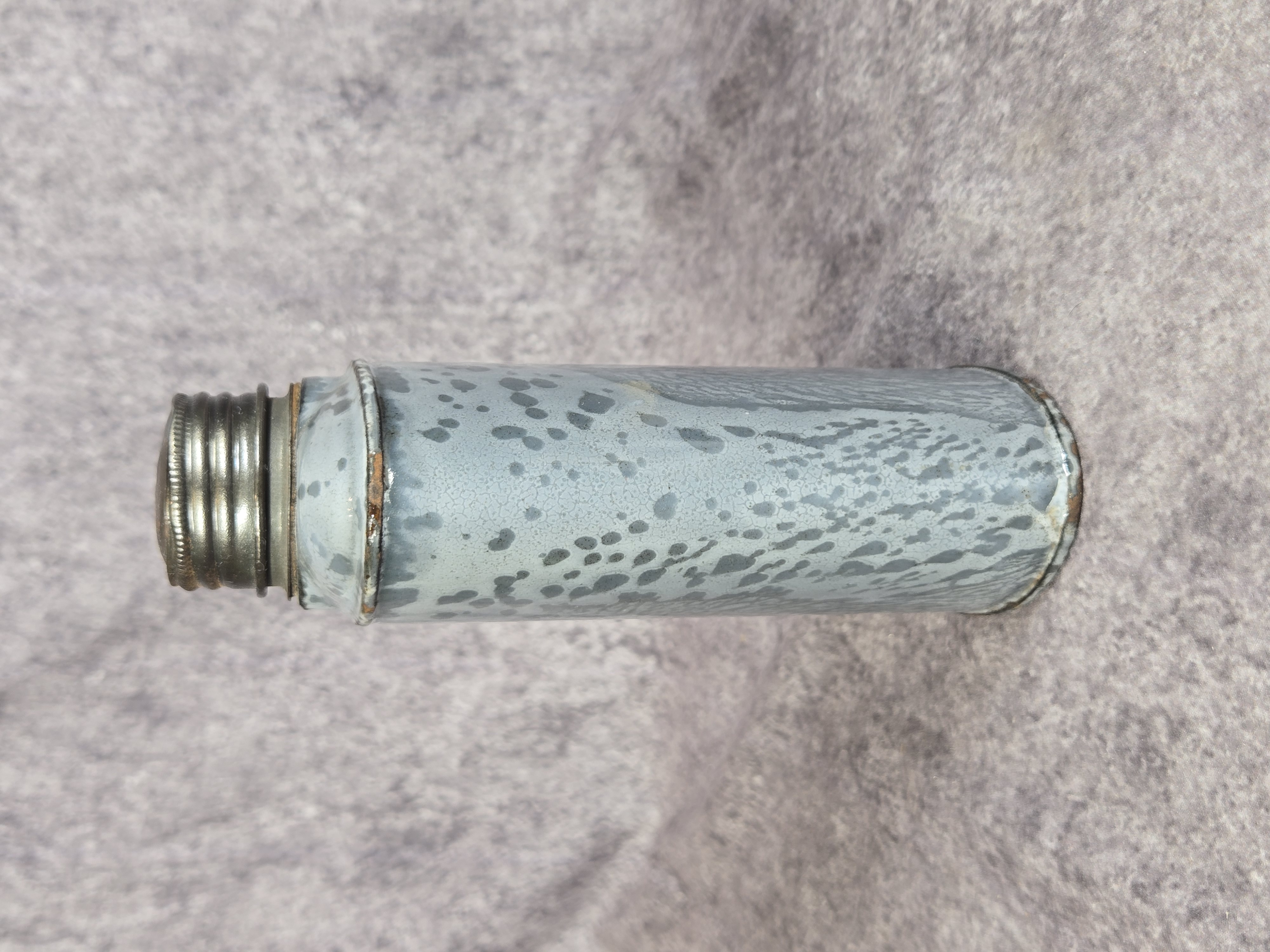WWI Imperial German Ersatz Mottled Gray Enamel Personal Field Flask