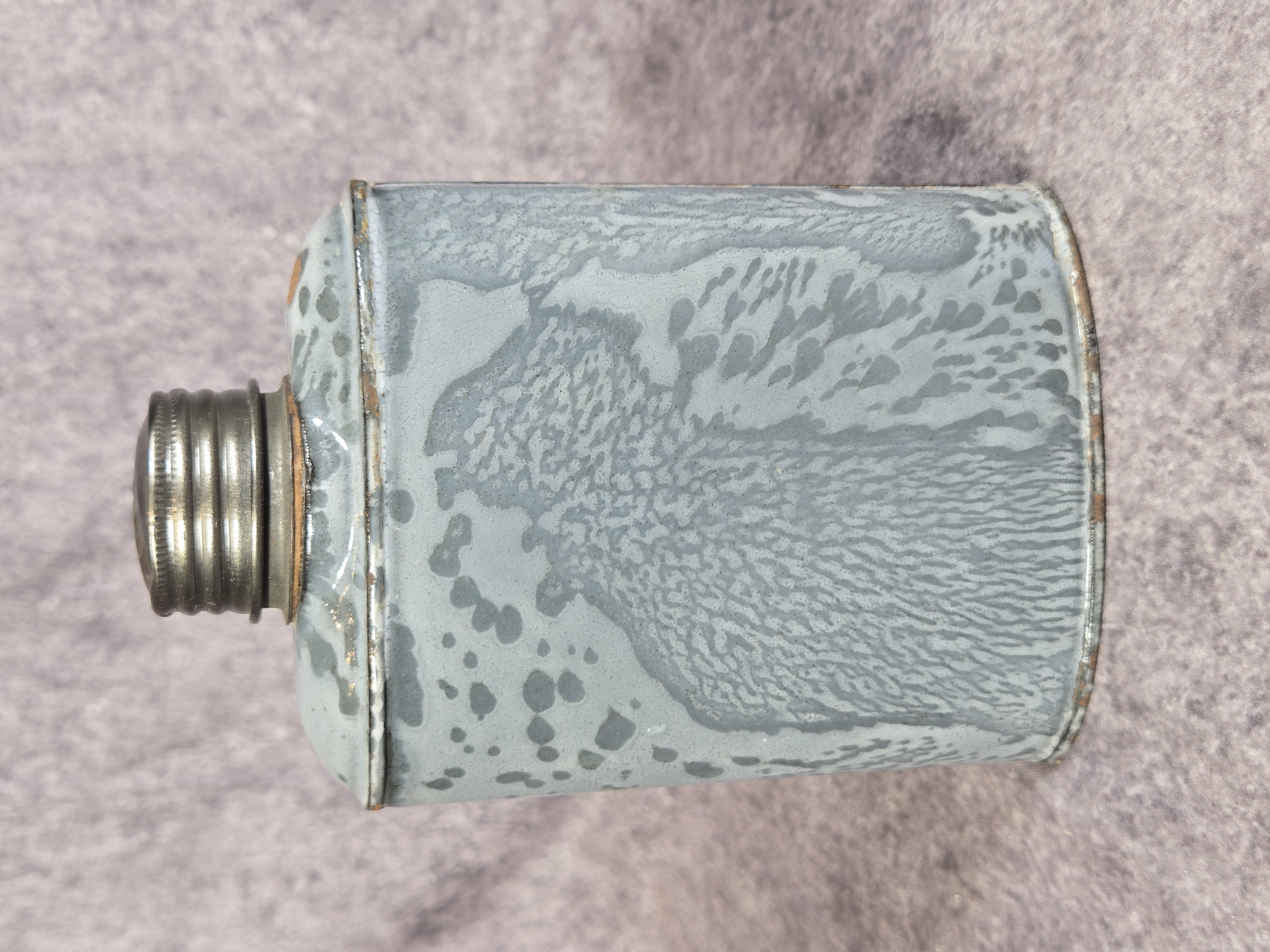 WWI Imperial German Ersatz Mottled Gray Enamel Personal Field Flask
