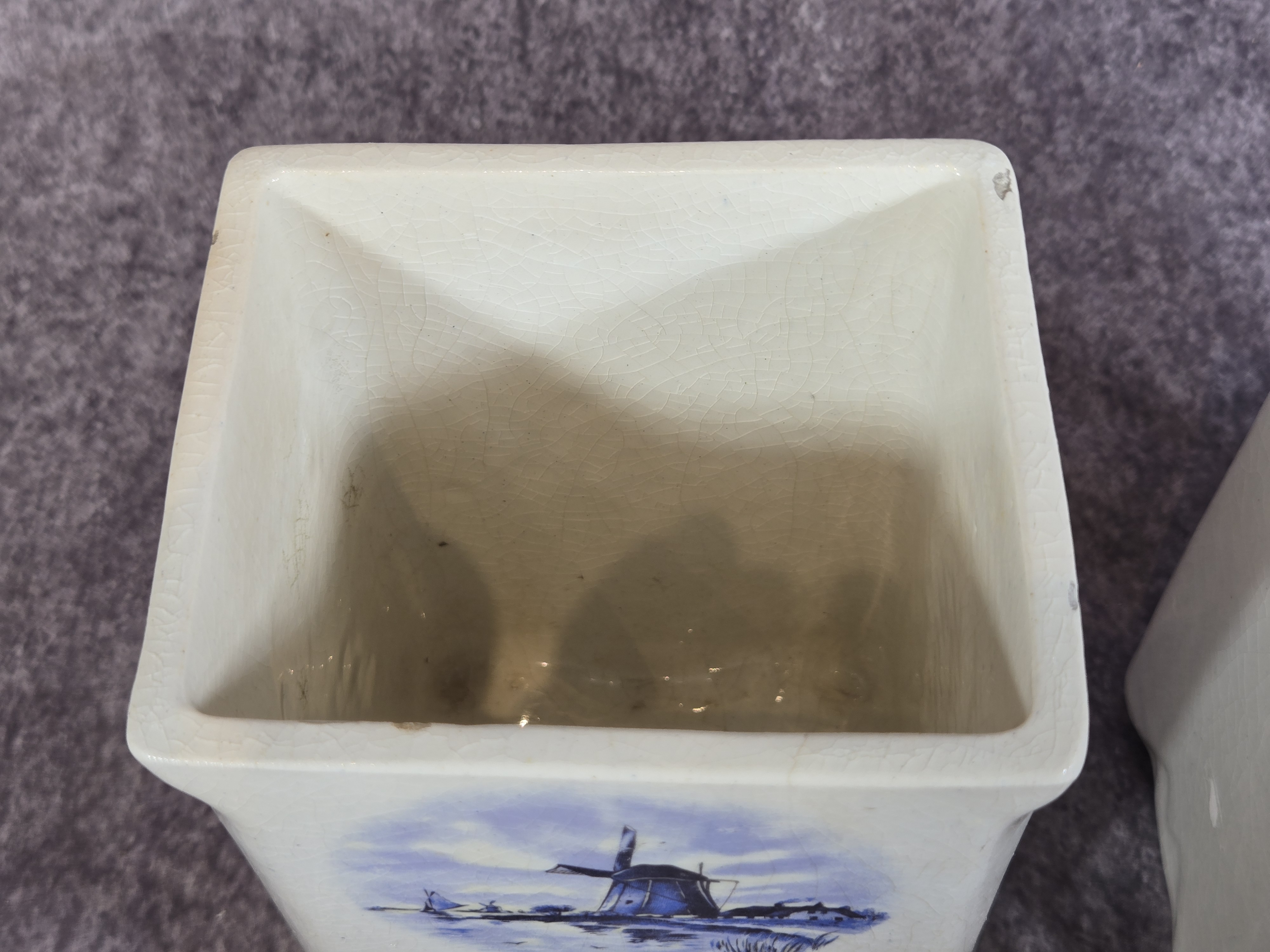 A Set of Ceramic Kitchen Storage Vessels with Blue Dutch Windmill Pattern